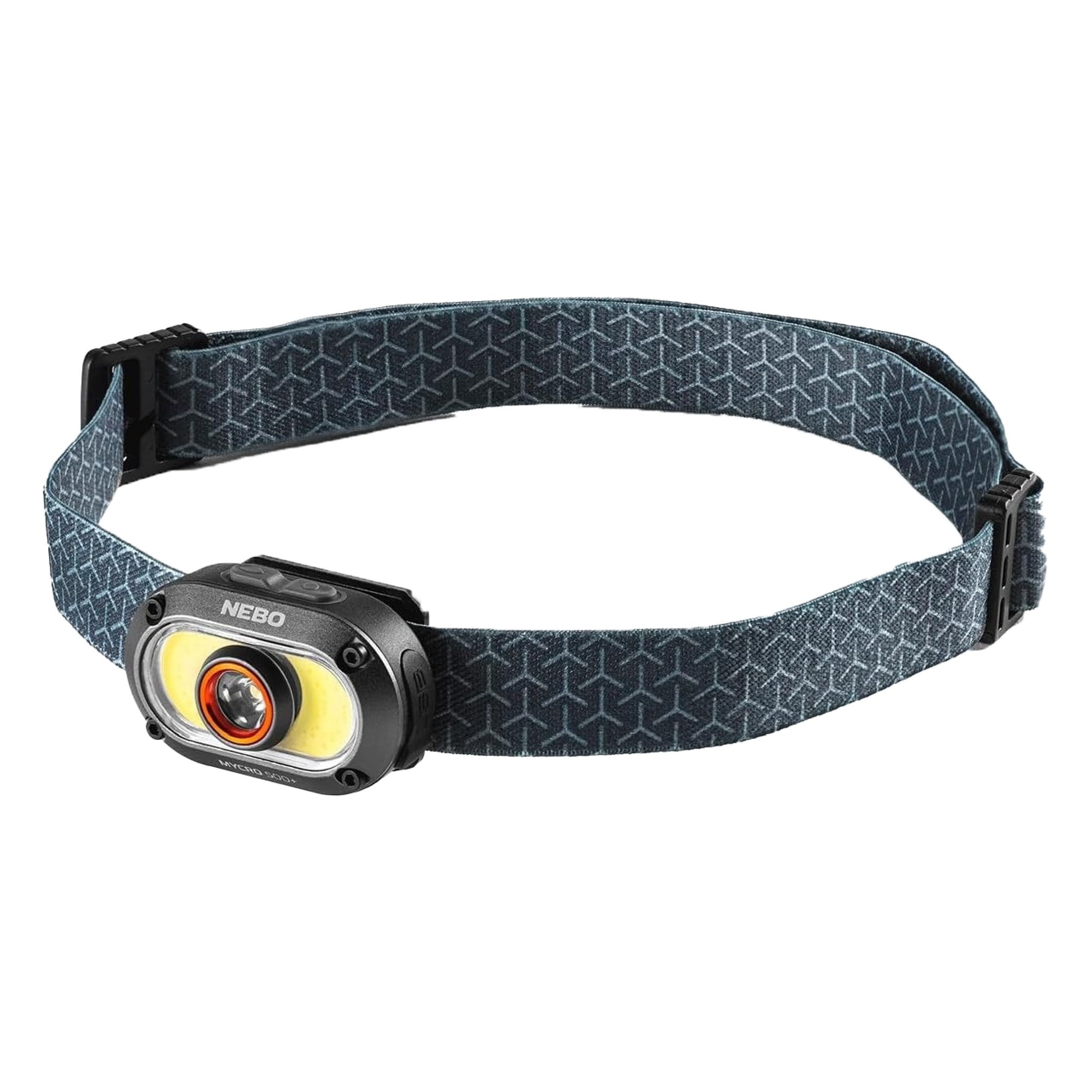 NEBO MYCRO 500+ Head Torch - Rechargeable Headlamp & Cap Light for Runners - Headlight with Strap for Outdoor Activities, Running & Sports, Water Resistant - 500 Lumen.