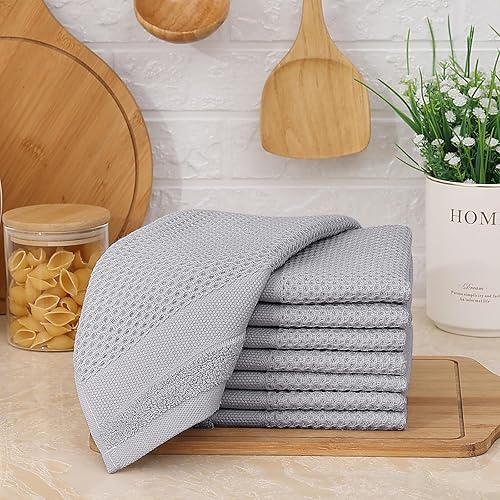 Miniatura 7 de Homaxy Paños de cocina 100% algodón, paquete de 6 a 12 x 12 pulgadas, tejido de gofre, súper suaves y absorbentes, paños de cocina de secado rápido,