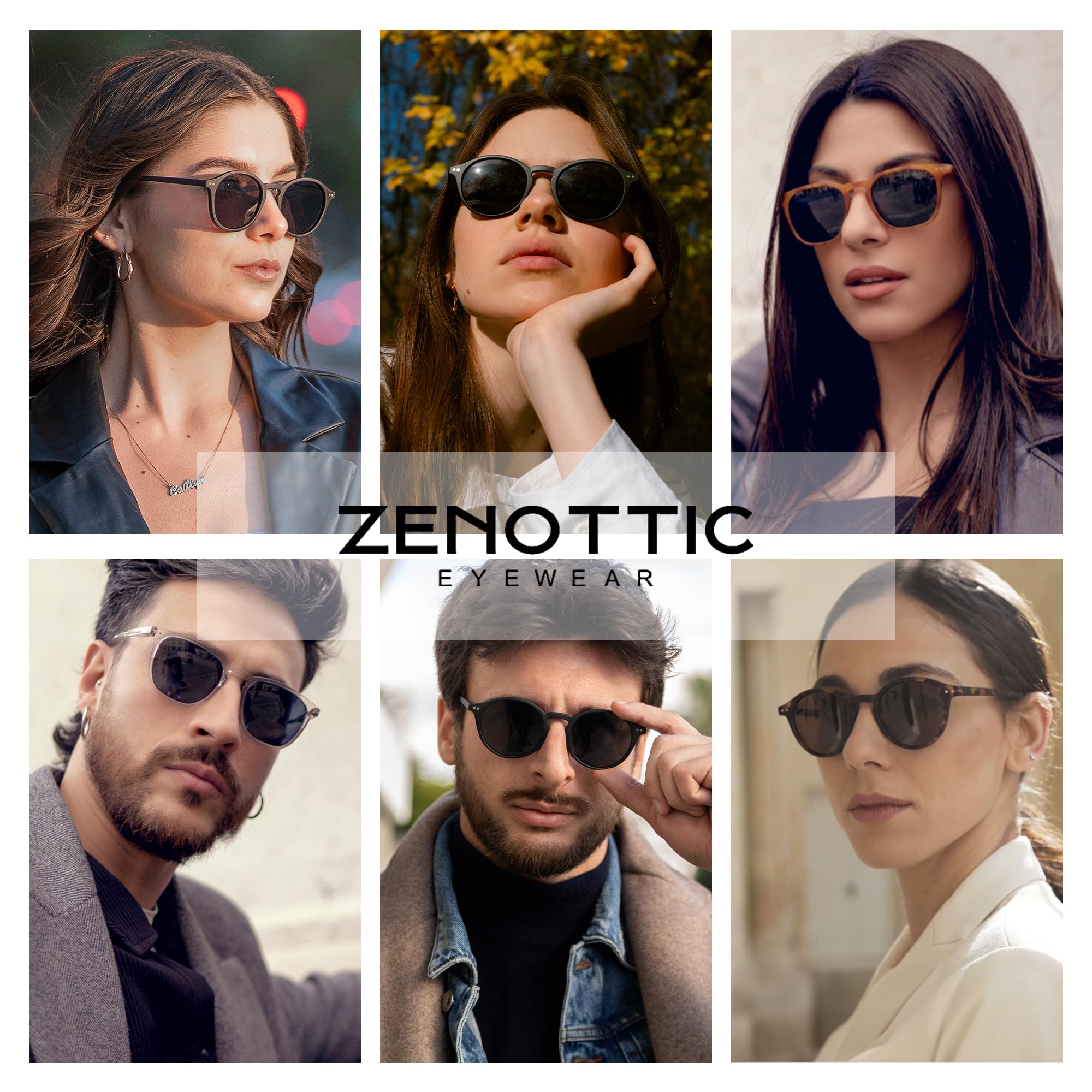 ZENOTTIC 2 Paia Occhiali da Sole Polarizzati per Uomo Donna Retro Vintage Rotondi Quadrati Protezione UV400 Unisex