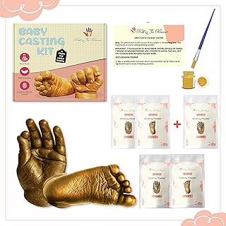 Mold Your Memories baby casting kit 1 foot and 1 hand. Hand casting kit baby foot print. baby footprint and handprint kit Perfect baby shower gift for mom to be, gift for pregnant woman (baby 2 cast).