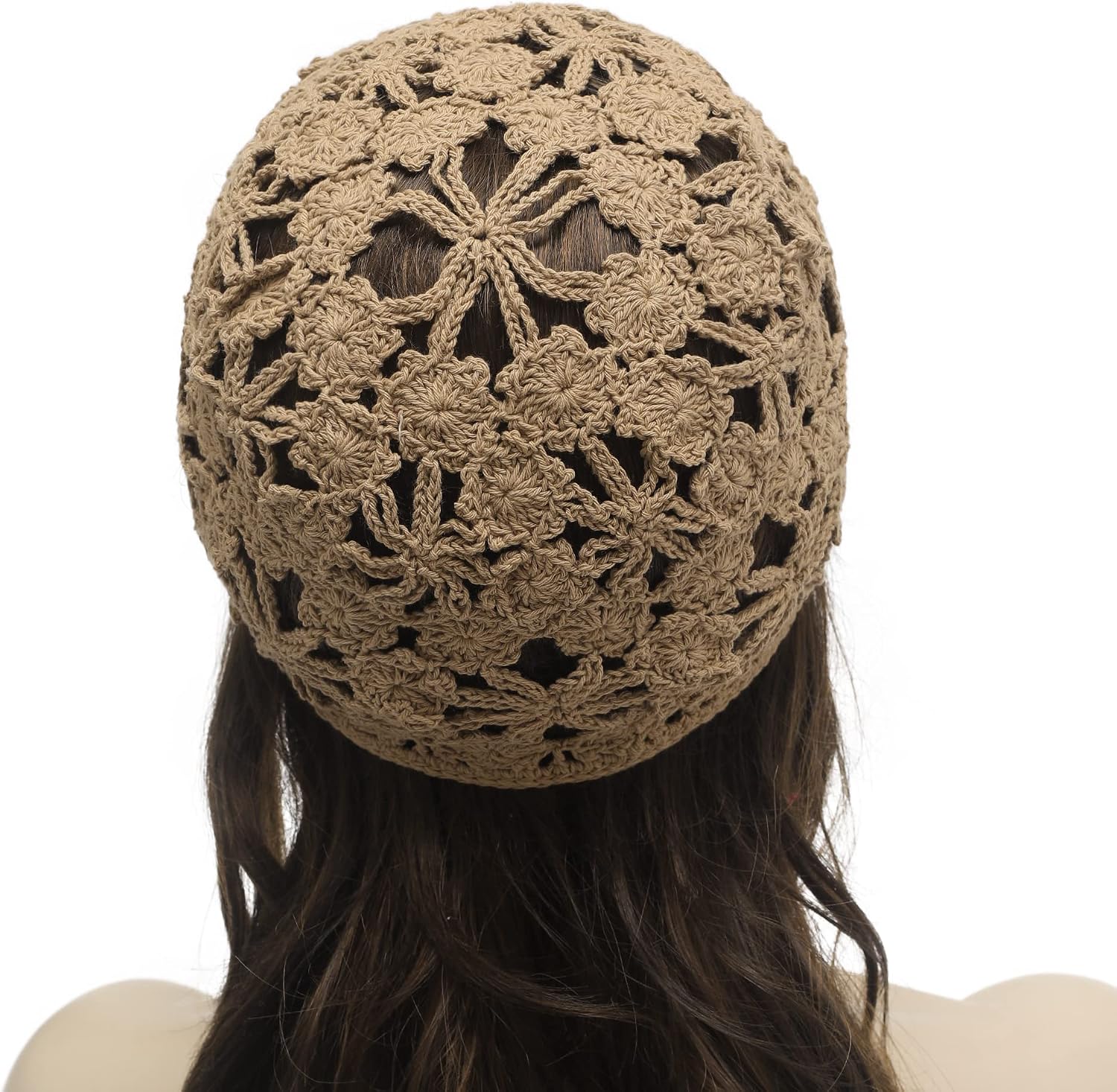 ZLYC Women Summer Slouchy Crochet Hat Handmade Cutout Skull Cap with Visor