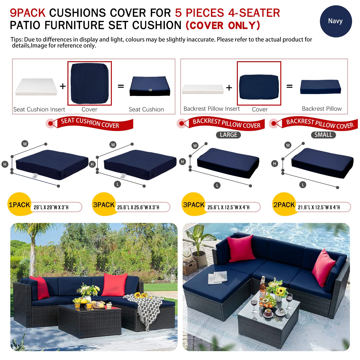 Fodere Per Cuscini Da Esterno 60x60x10 Cm - Impermeabili E Lavabili, Con Cerniera Per Divani Da Giardino - Foto 9