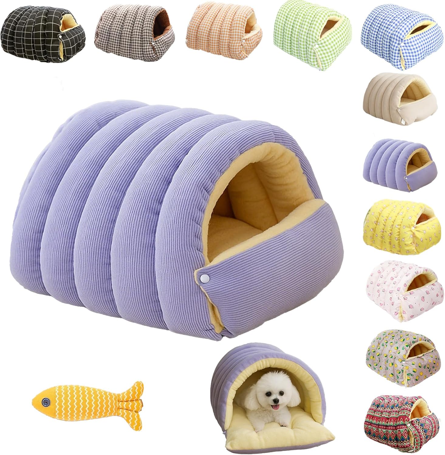 Cozy Monster Cat Bed, Niopets Cave Style Pet Bed, Warm Cats Tent Nest for Sleeping & Lounging, Removable and Washable Winter Closed-Off Cat Bed, Cute House for Small Dogs and Pets (C, Large)