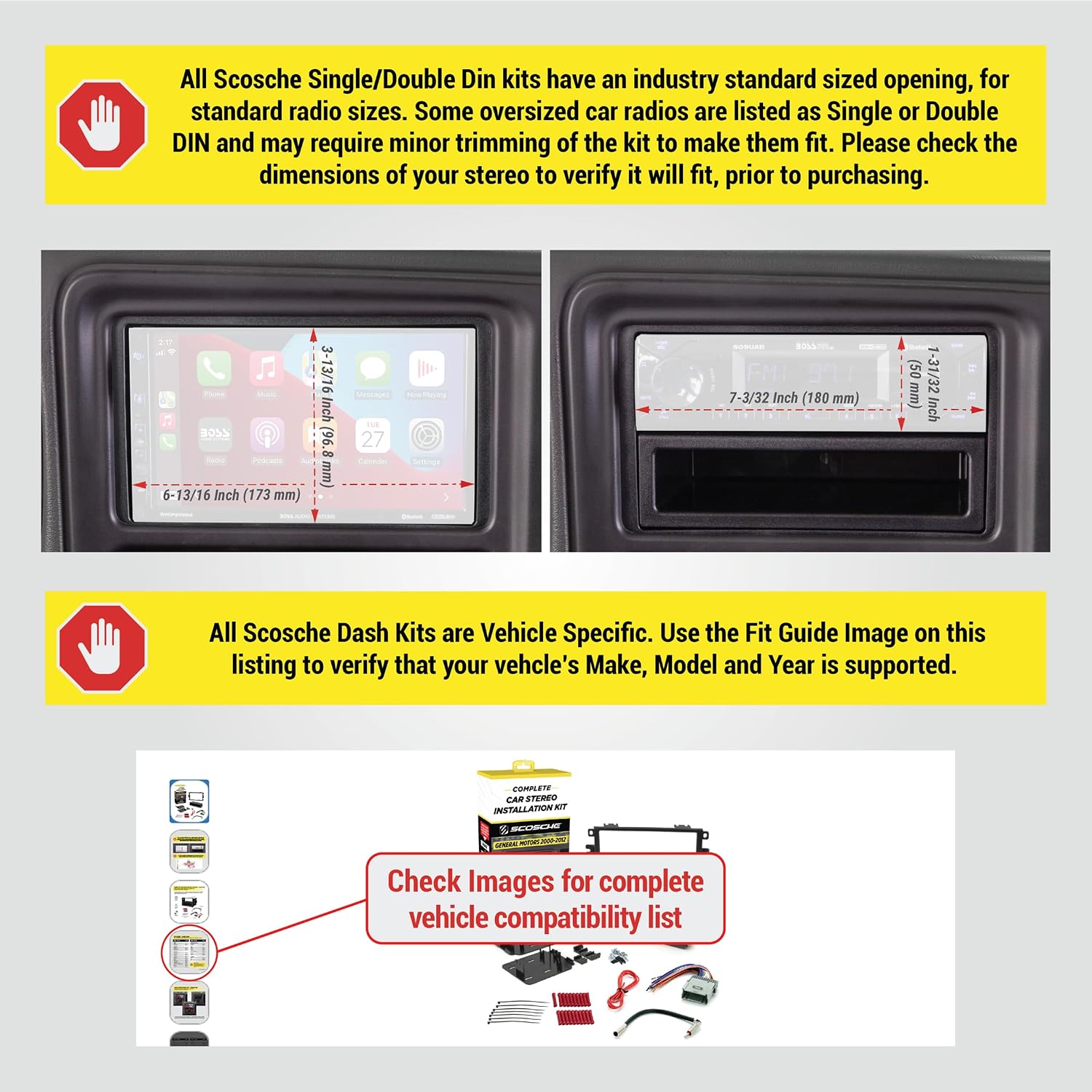 Scosche ICGM17BN Complete Single or Double DIN Radio Installation Dash Kit Compatible with Select 2000-2012 General Motors Vehicles - Complete Car Stereo Install Kit - See Vehicle Fit Guide in Images