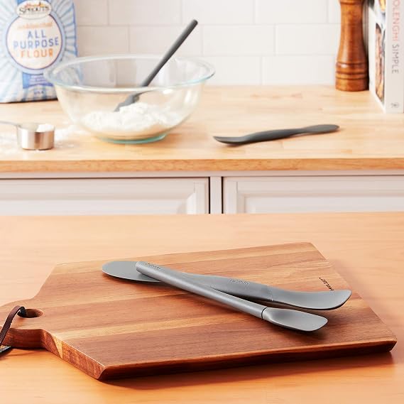 Tovolo Flex Core Mini Silicone Spatula Set for Kitchen Prep and Baking, Silicone Kitchen Utensils Set with Spatula Spoonula & Scoop Tools, BPA Free Heat Resistant Silicone Cooking Set, Charcoal Gray