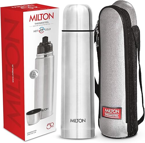 Milton Thermosteel - Frasco de tapa abatible 1000 doble pared aislada al vacío 338fl oz 34 onzas 1 cuarto de galón botella de agua fría y caliente
