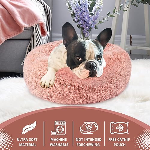 Miniatura 5 de Camas para cachorros para perros pequeños, lavables, color rosa, lindas camas para perros pequeños para perros pequeños de 20 libras, cama calmante