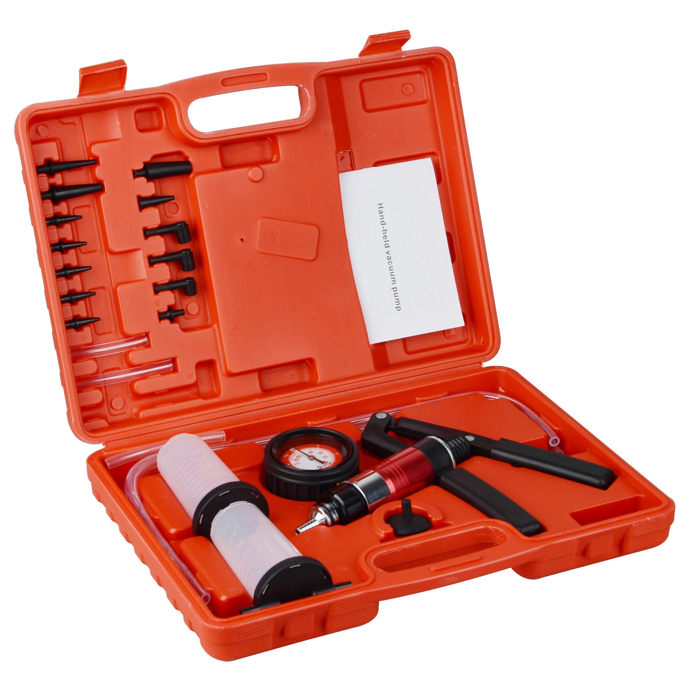 DAYUAN 21PC Probador de Bomba de Vacío de Mano, Kit de Purga de Frenos con Medidor de Vacío, Adaptador y Estuche, para Vehículos Automotrices, Camiones y Motocicletas