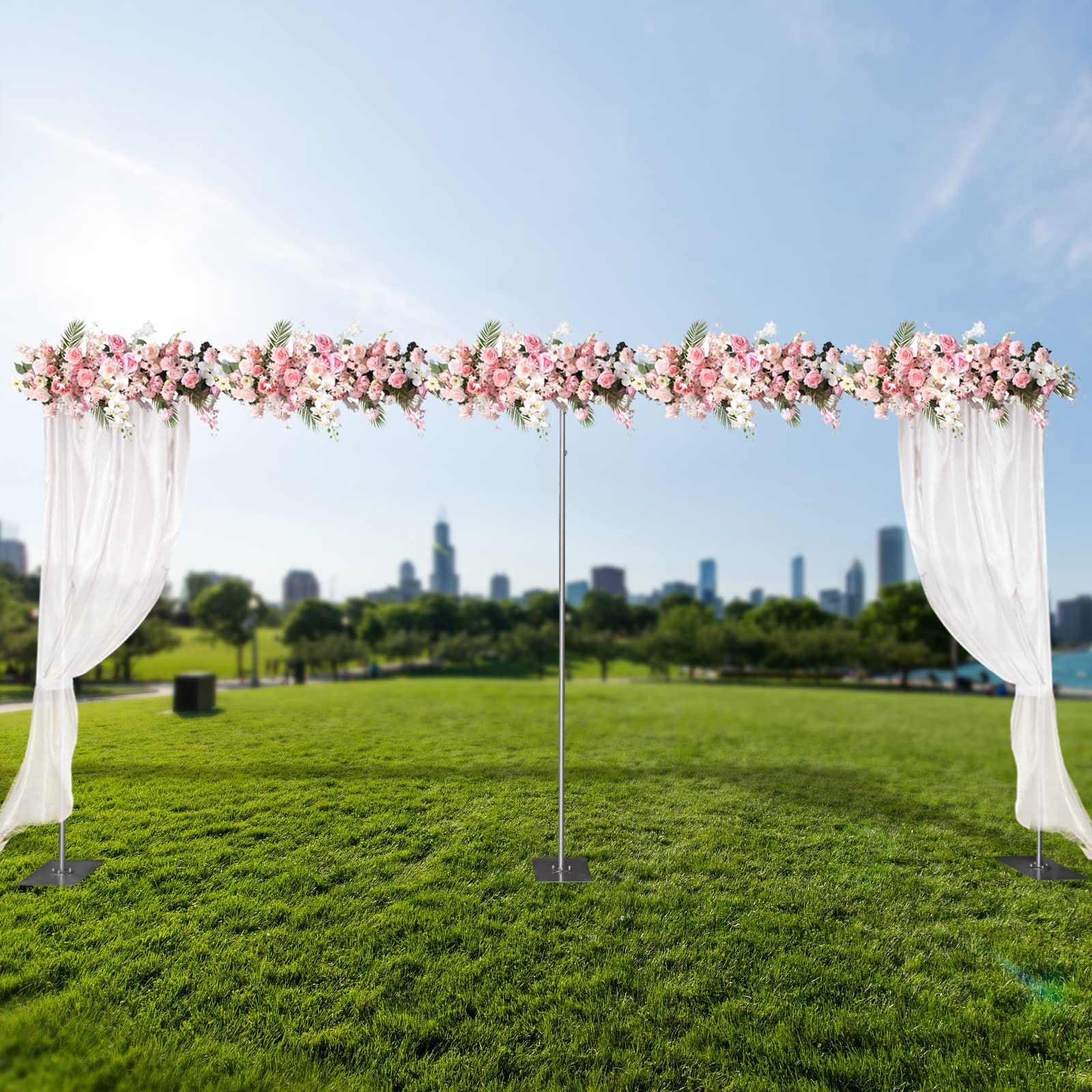Wedding Arch Stand, 9.8 * 19.7ft Professional Background Support Telescopic Wall Shelf Photo Stand Kits Heavy Duty Adjustable Curtain Frame for Wedding?Birthday Party, Background, Banquet Decor
