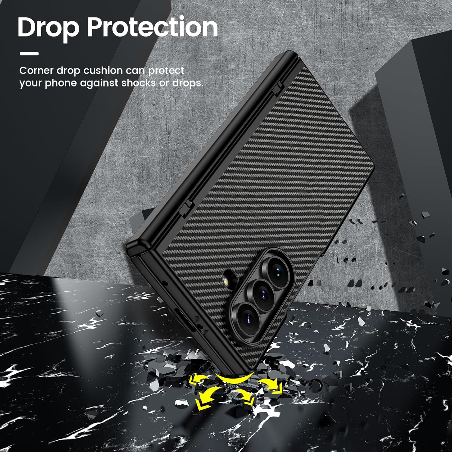 VEGO for Galaxy Z Fold 7 Case, Compatible with MagSafe, [Hinge Protection][Front Privacy Screen Protector] Magnetic Slim PU Leather Protective Cover for Samsung Z Fold 7 5G - Carbon Fiber Black