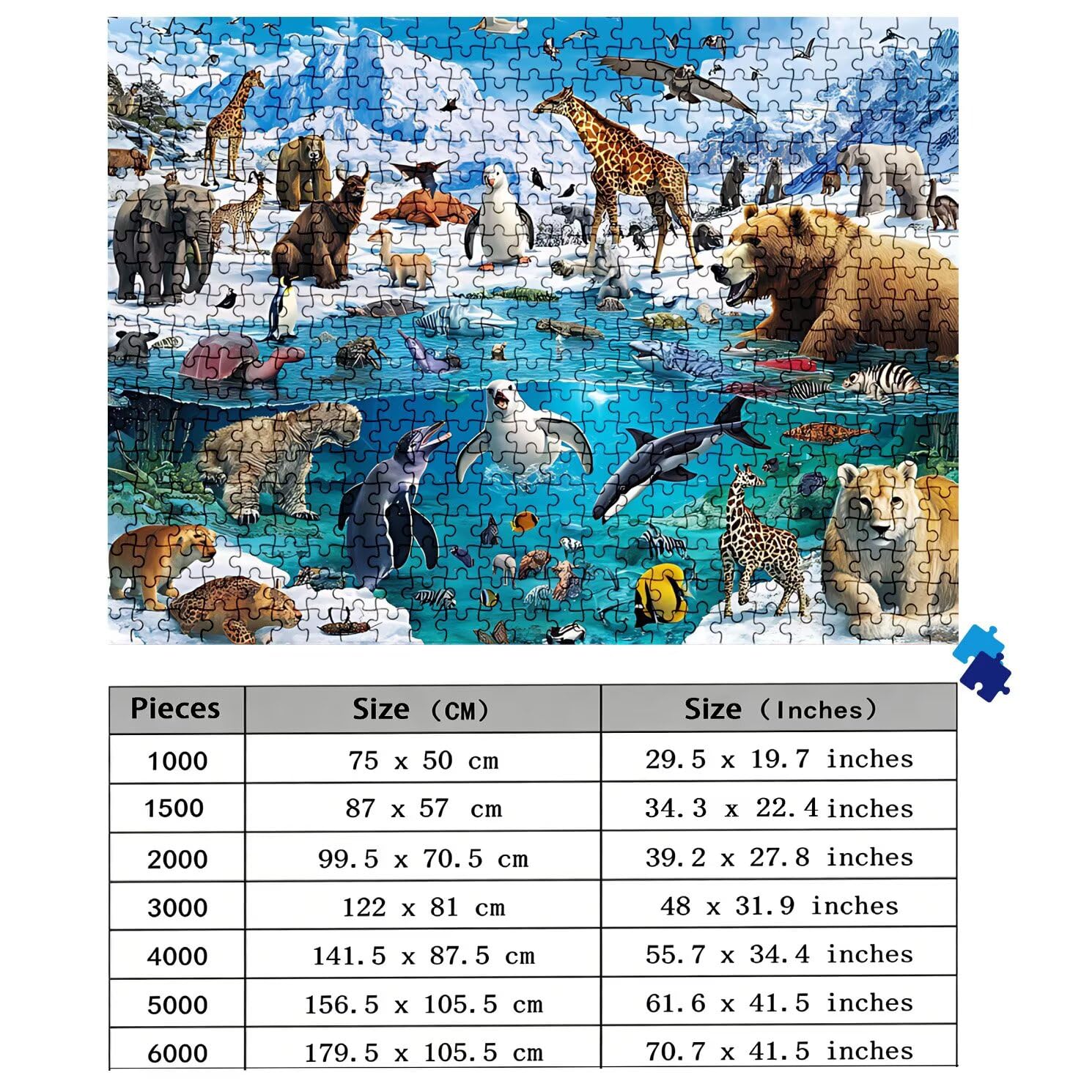 Puzzle 5000 elementów, drewniane puzzle dla dorosłych, zwierzęta, krajobraz, 2 imponujące, klasyczne puzzle 156,5 x 105,5 cm, gra rodzinna, puzzle redukujące stres gra myśląca, dekoracja domu w0-150