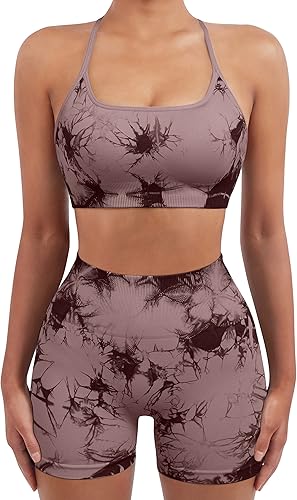 Miniatura 2 de SUUKSESS Conjuntos de Entrenamiento Sin Costuras para Mujer, Sujetador Deportivo con Tirantes, Shorts de Cintura Alta y con Realce de Glúteos