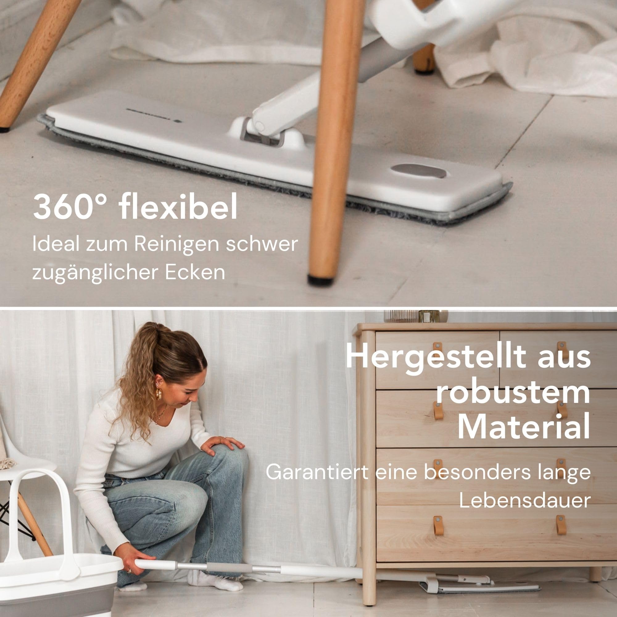 4-in-1 Wischmopp Set mit Eimer, Sprühfunktion, und Auswringfunktion - Mop Set, Bodenwischer