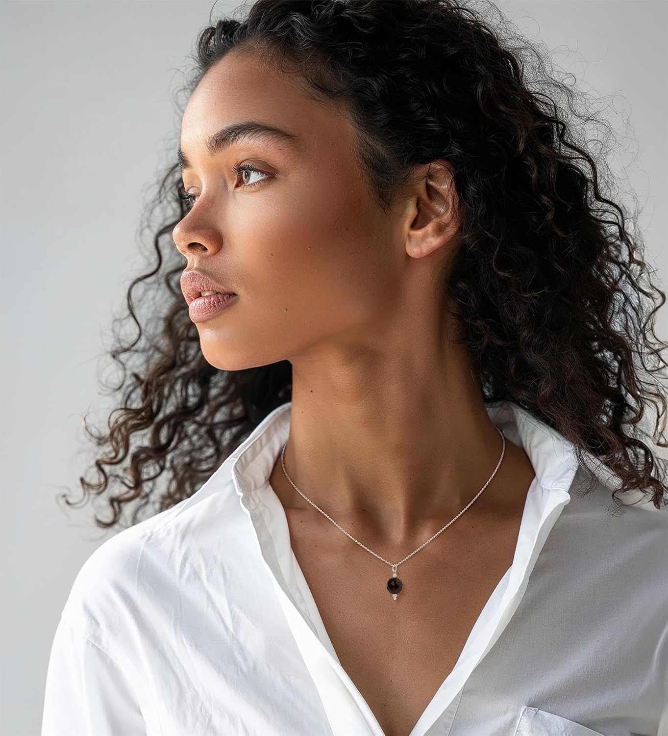 925 Sterling Silver Gemstone Necklace for Women - Simple Necklaces for Women Silver - Birthstone Necklace - Silver Jewelry for Women - Minimalist Jewelry - Birthstone Jewelry for Women - Image 3