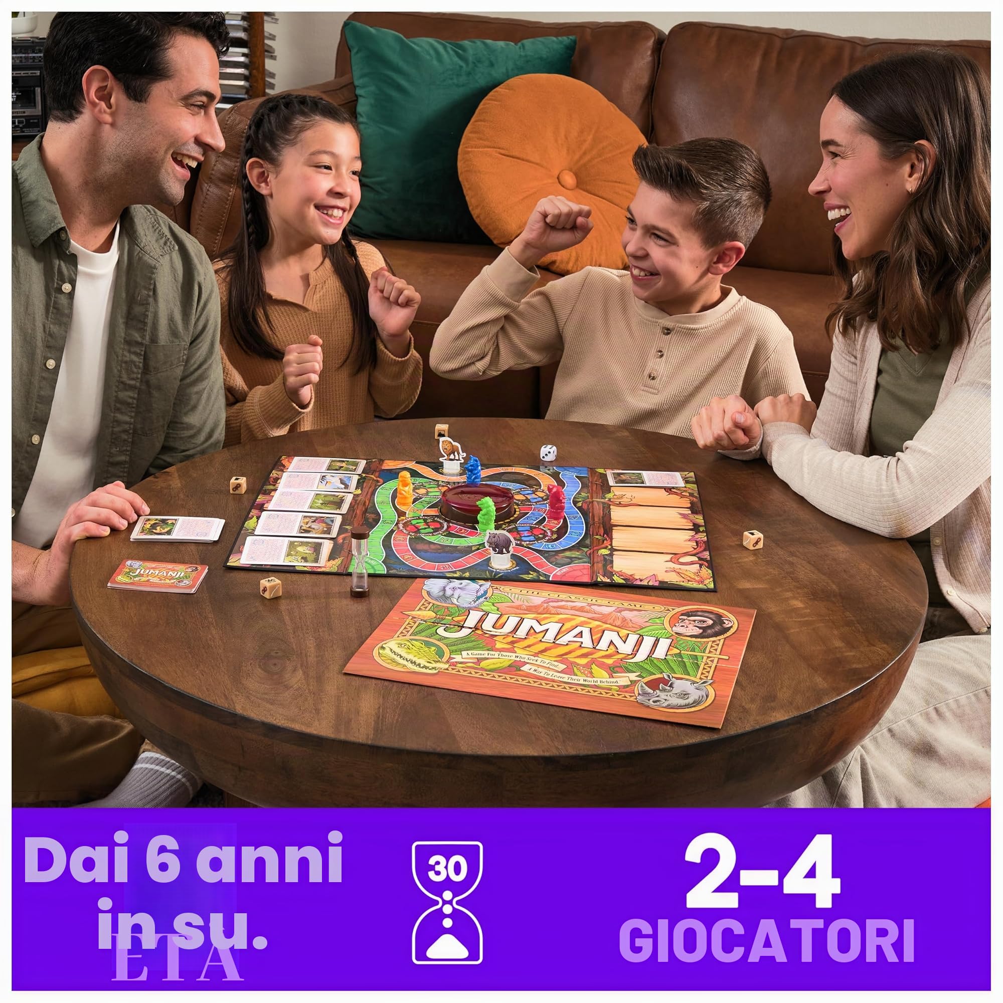 Jumanji Il gioco, nuova edizione del classico gioco da tavolo di avventura per famiglie e bambini dagli 8 anni in su