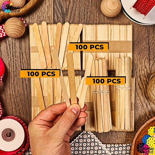 Miniatura 3 de Palitos de paletas de varios tamaños  Palitos de madera Jumbo para niños  Varios palos de madera pequeños surtidos