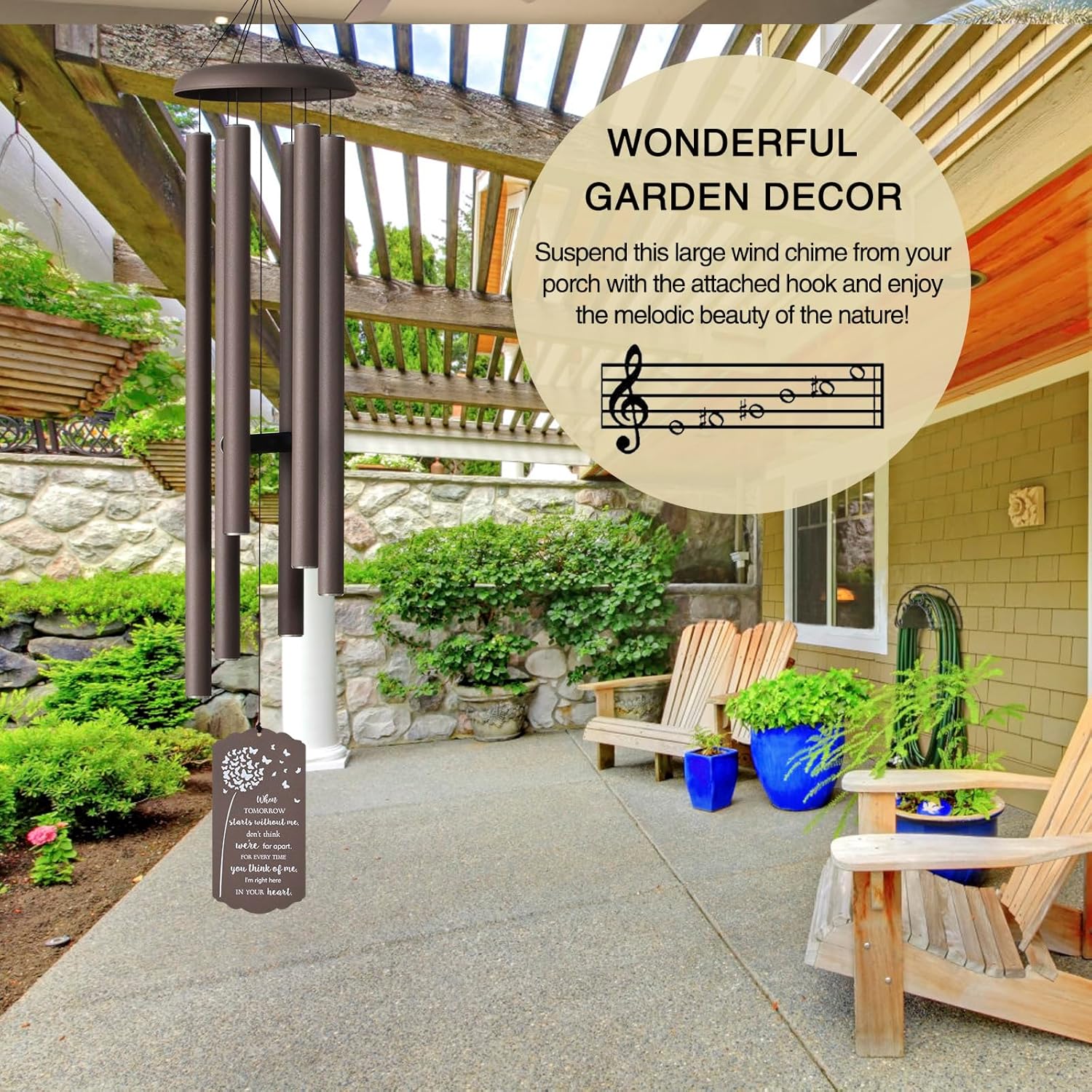 43" Large Wind Chimes for Outside Deep Tone, Memorial Wind Chimes for Loss of Loved one, Bereavement Sympathy Gifts in Memory of a Loved one, Outdoor Decor for Garden,Yard,Lawn & Patio - Image 6