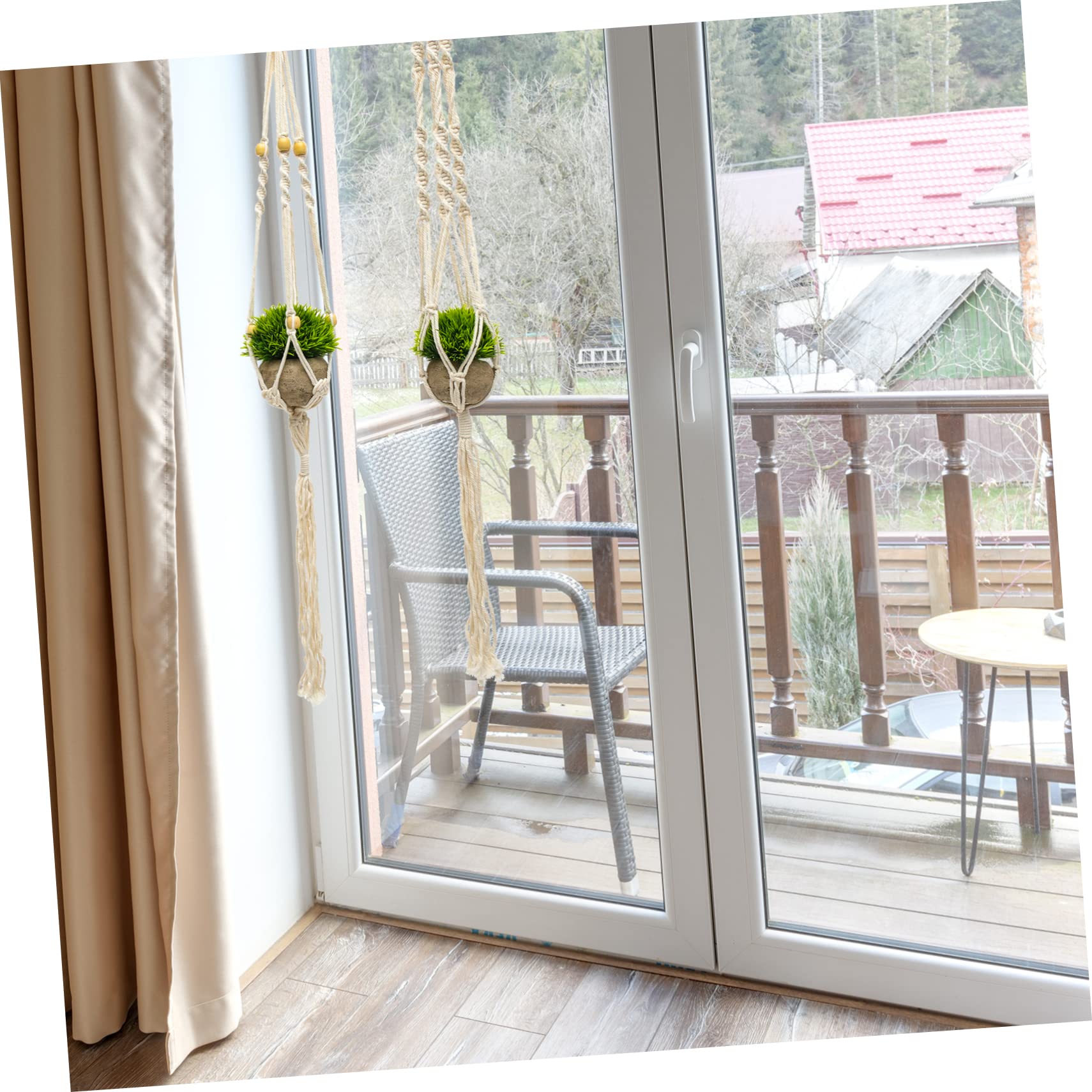 HANABASS 4pezzi Appendino per Piante in Macramè per Vasi di Fiori Appendiabiti Decorativo Rete Intrecciata Sospeso Adatto per Interni Balconi Spazi Esterni