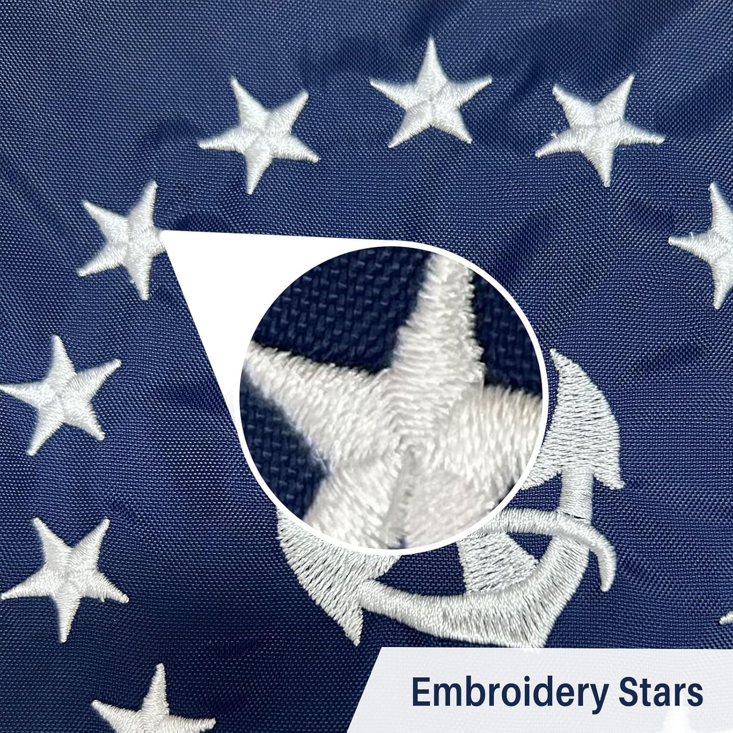 AMZFLAG American Yacht Ensign Marine Flag 3x5 ft Embroidered US Yacht Ensign Nautical Boat Flags for Outside with 2 Brass Grommets