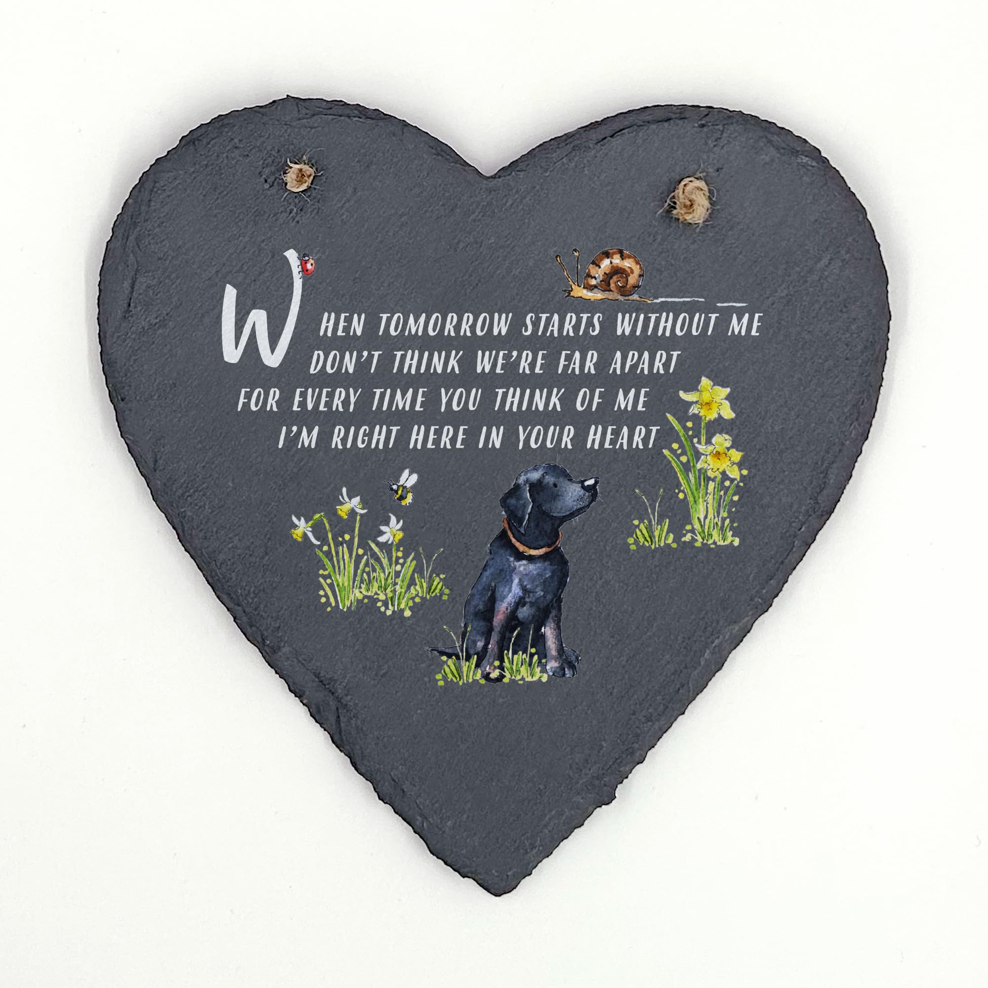 Image Industry Black Labrador Memorial Slate Heart Keepsake – Dog Remembrance Plaque Sympathy Gift Pet Loss Ornament Hanging Decoration