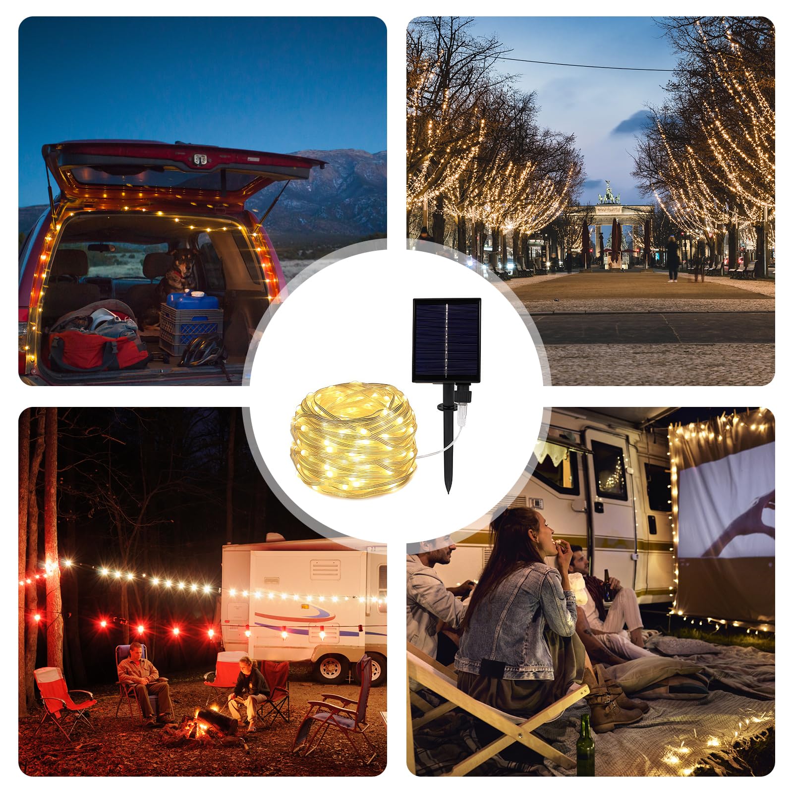 Cadena de luces solares para sombrilla, guirnalda de luces con 104 LED, luces solares para sombrilla, luces de sombrilla con mando a distancia, cadenas de luces para sombrilla, para tiendas de
