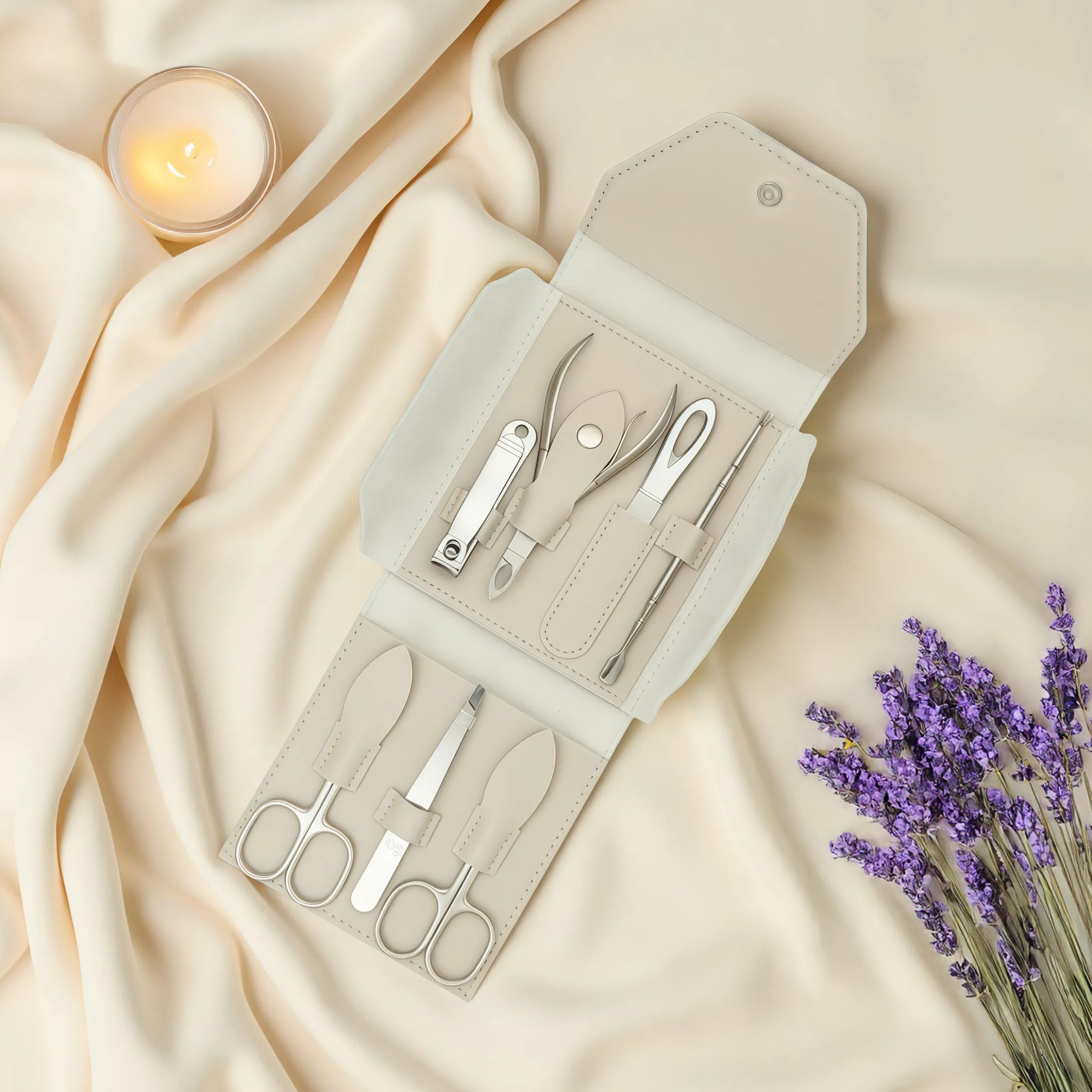 Ozric Manicure Set -7 Pcs Stainless Steel Pedicure & Nail Care kit with Nail Clipper, File, Tweezer, Cuticle Nipper - Image 2