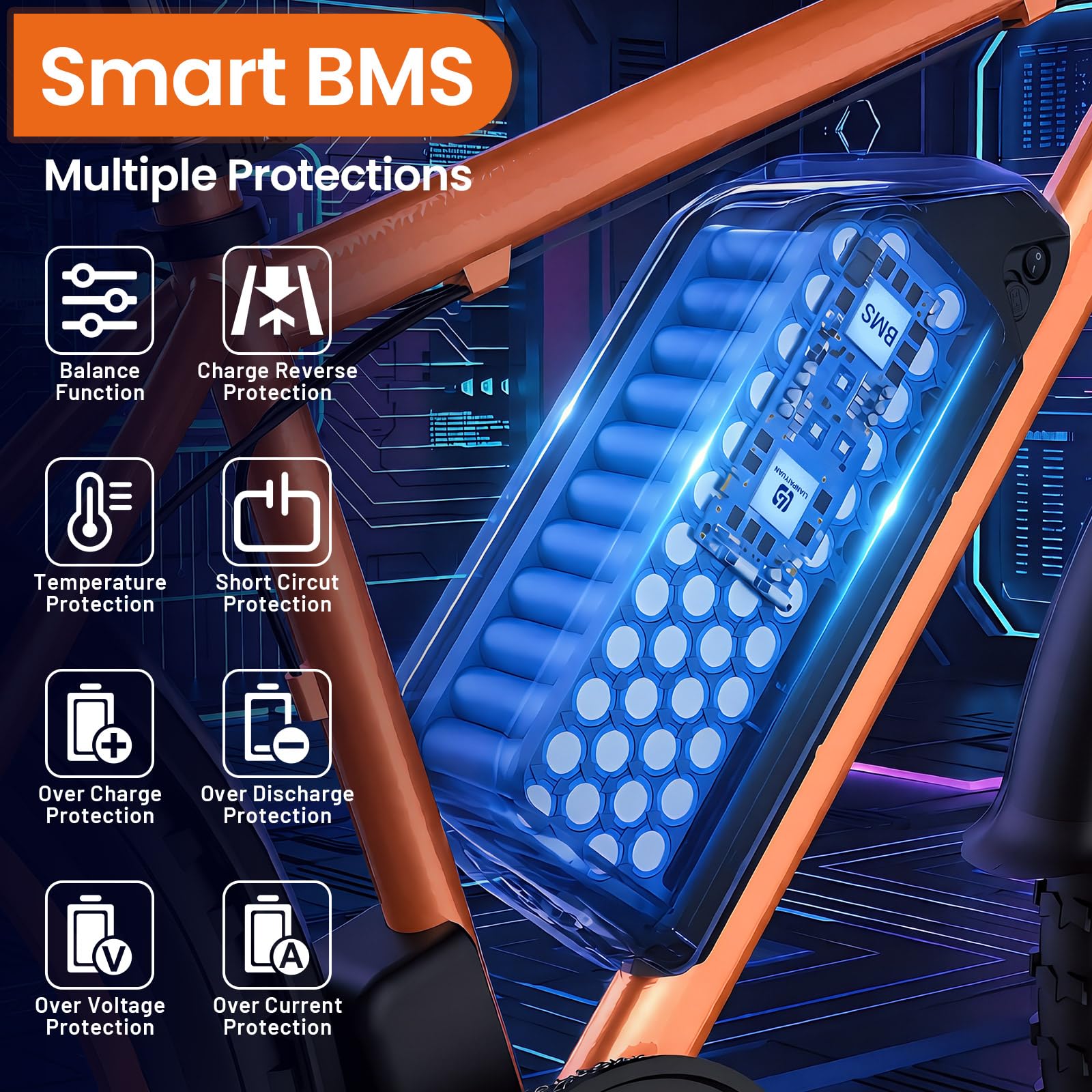 36V 25Ah batteria per bicicletta elettrica for 250W Bafang/Tongsheng kit di conversione per ebike - batteria di ricambio per motori elettrici da 250 W, 500 W
