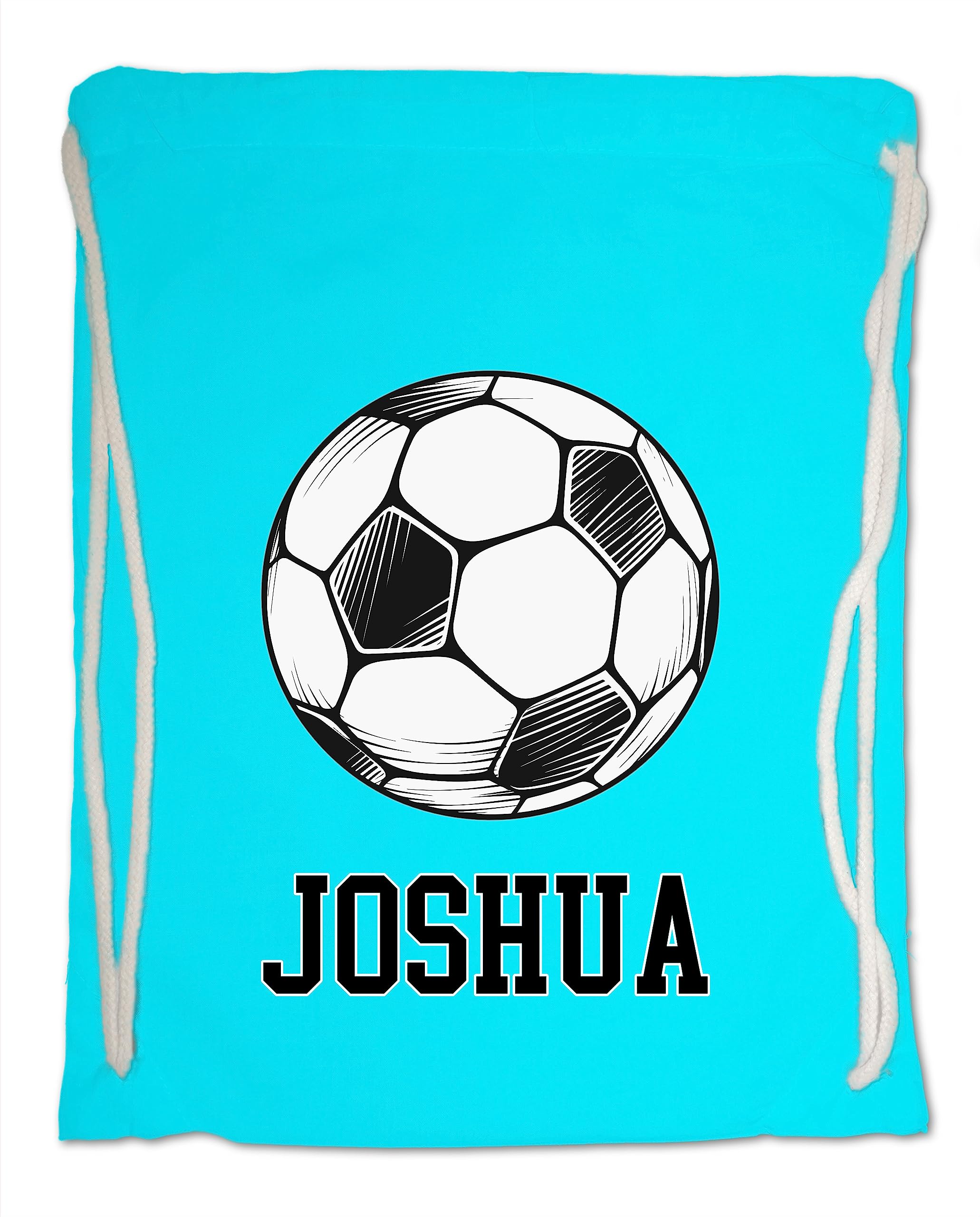 Kids Gym Bag. Personalised Any Name Football, Swimming, PE, School, Travel, Drawstring Bag (Surf Blue)