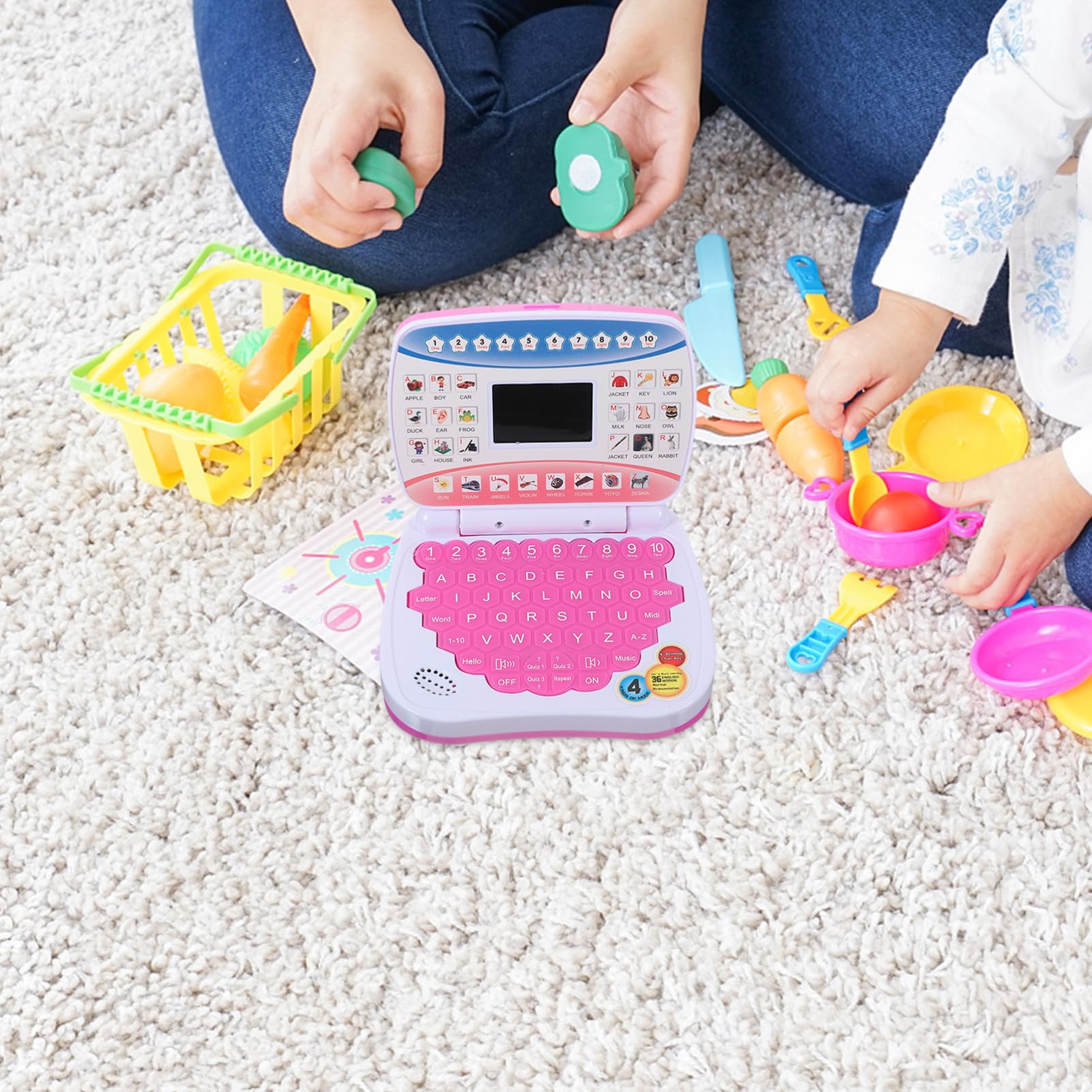 Giocattolo per Computer Portatile per 1-3 Anni, Mini Laptop Educativo Schermo LED e Funzione Musicale, Giocattolo Didattico Portatile per Età Prescolare, Apprendimento Interattivo