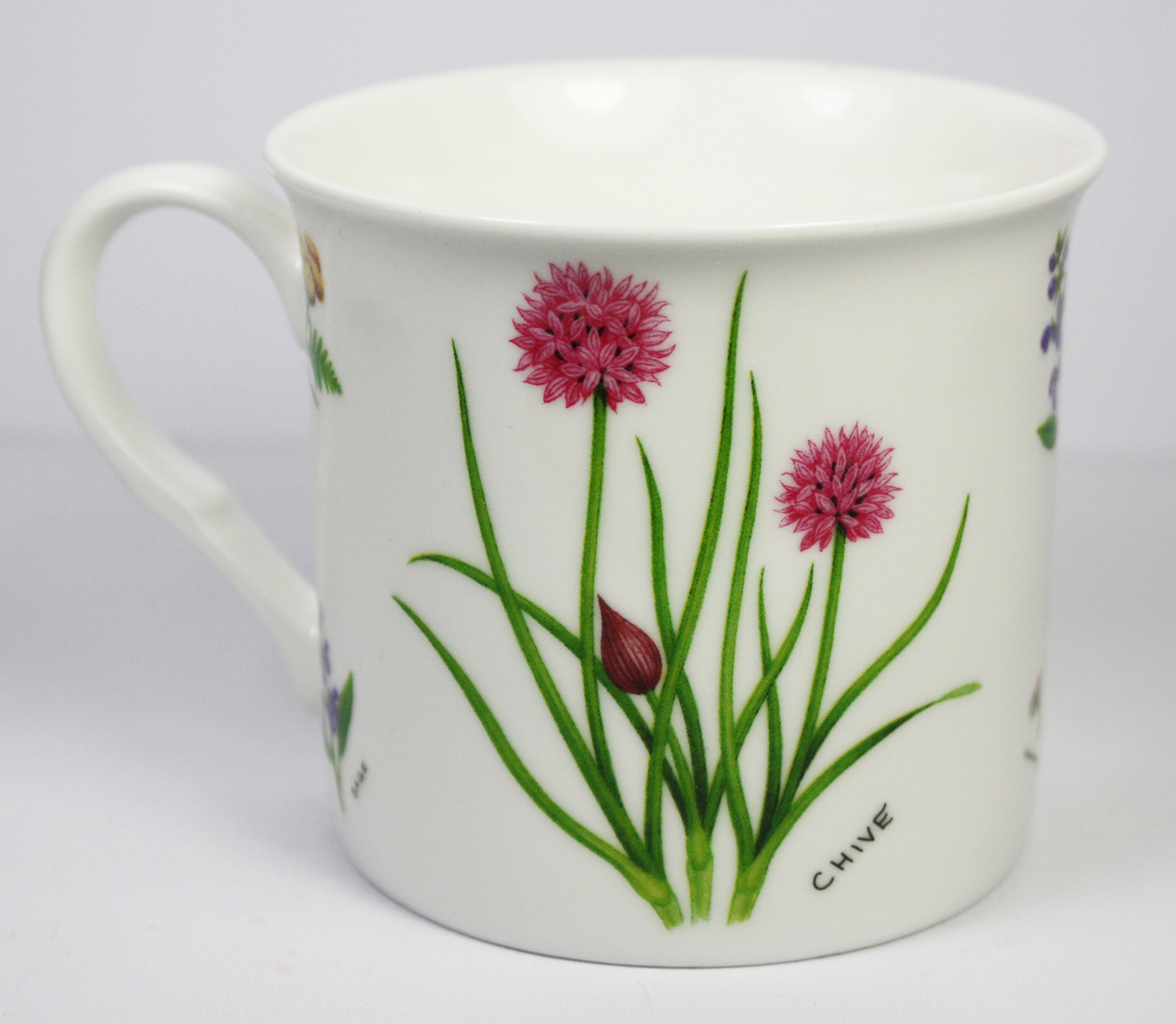 Lesser & Pavey White Herb Garden, Fine China Mug, From The Leonardo Collection, Features Chive, 8.5 X 7.5Cm Approx, Gift Boxed