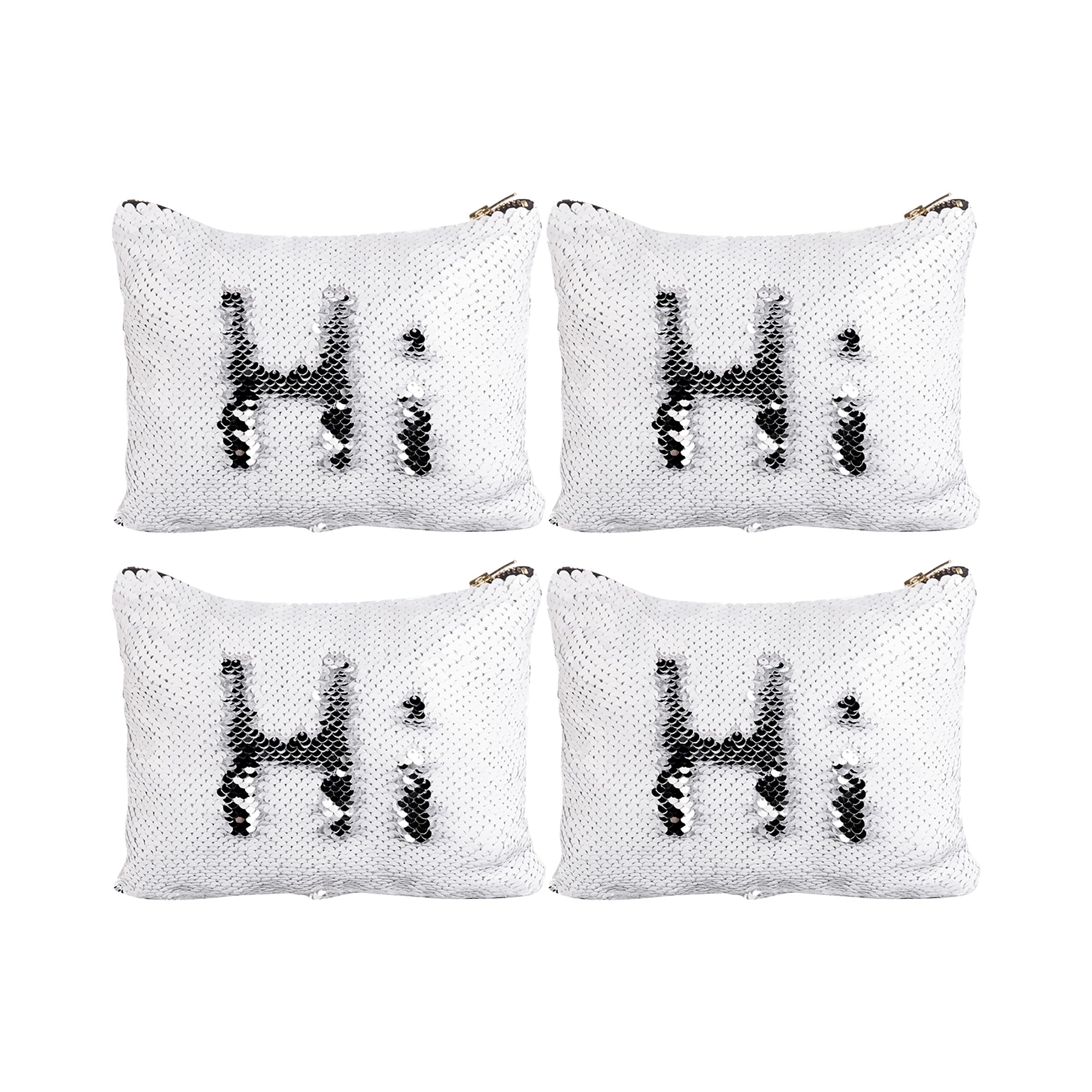 Craft Express White Sequin Makeup Case - Use for Sublimation and Personalization in Heat Press - 4 Pack