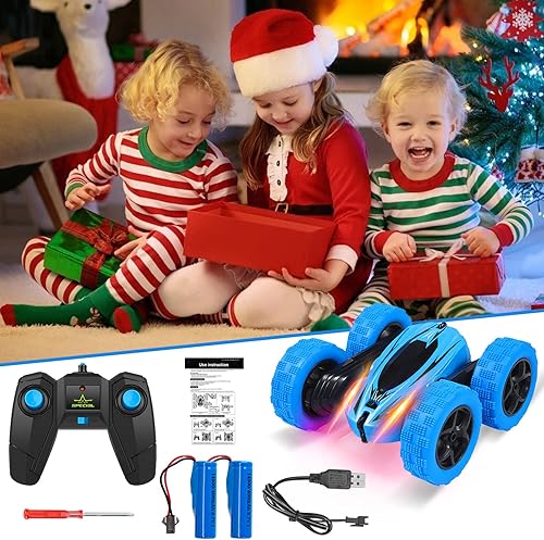 Miniatura 2 de Lumiparty Paquete de 3 autos de acrobacias a control remoto  Vehículo de orugas de roca de alta velocidad  360 giratorio  4WD Off-Road  Volteo de