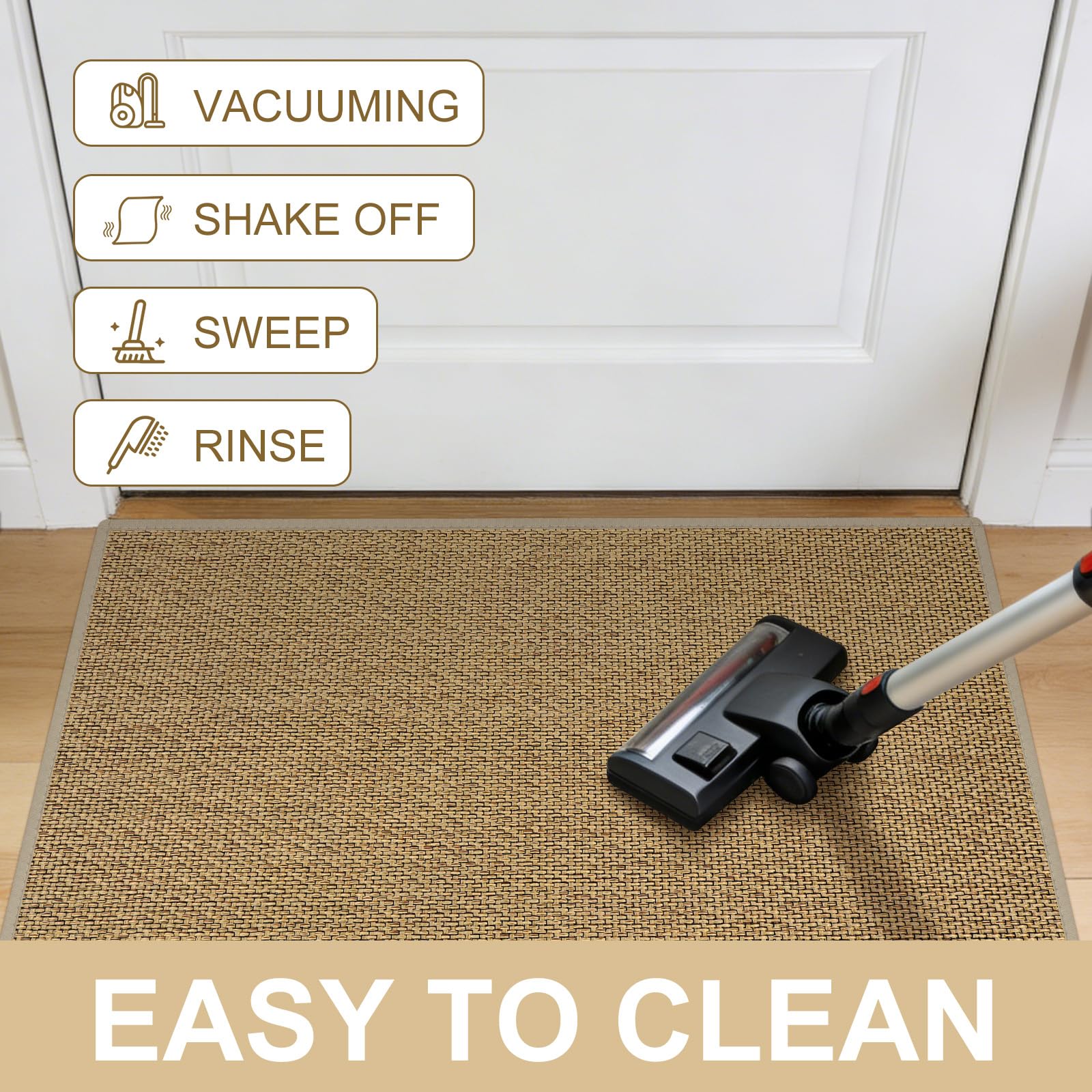 LEKEEPGO Tapis d'entrée 60 x 90 cm, antidérapant Paillasson Interieur Entree, Tapis Entree Interieur, Lavable, résistant Paillasson de Porte d'Entrée, Beige