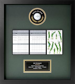 Hole-in-One Golf Display Case Frame, 3 or 4 Components for Ball, Scorecard, Photo & Printed Graphic Info Insert (Premium, 3 Components)