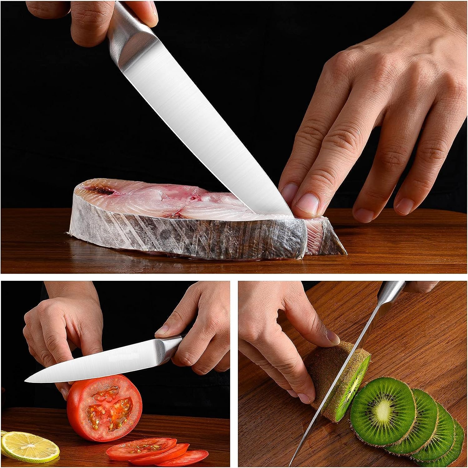 zunsy Kitchen Knives for Slicing, Cutting, Dicing & Chopping Vegetable, Seafood Perfect Paring, Chopping, Precision Meat Carving Knife,Stainless Steel(Pack of 2) 1
