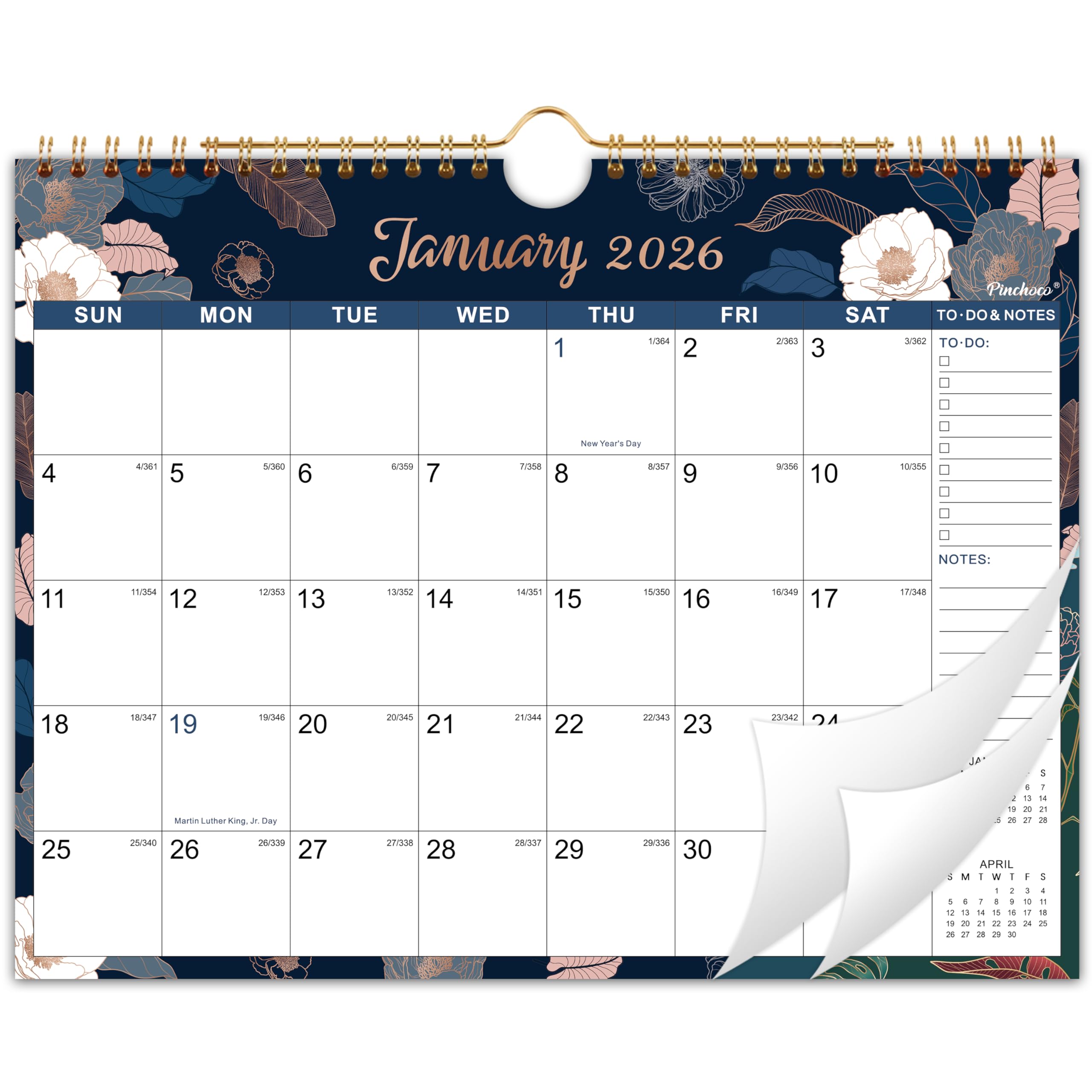 2026 Calendar - Wall Calendar 2026, JAN.2026 - DEC.2026, 8.5" x 11", 2026 Wall Calendar with Twin-Wire Binding, Hanging Hook, Unruled Block - Engraved