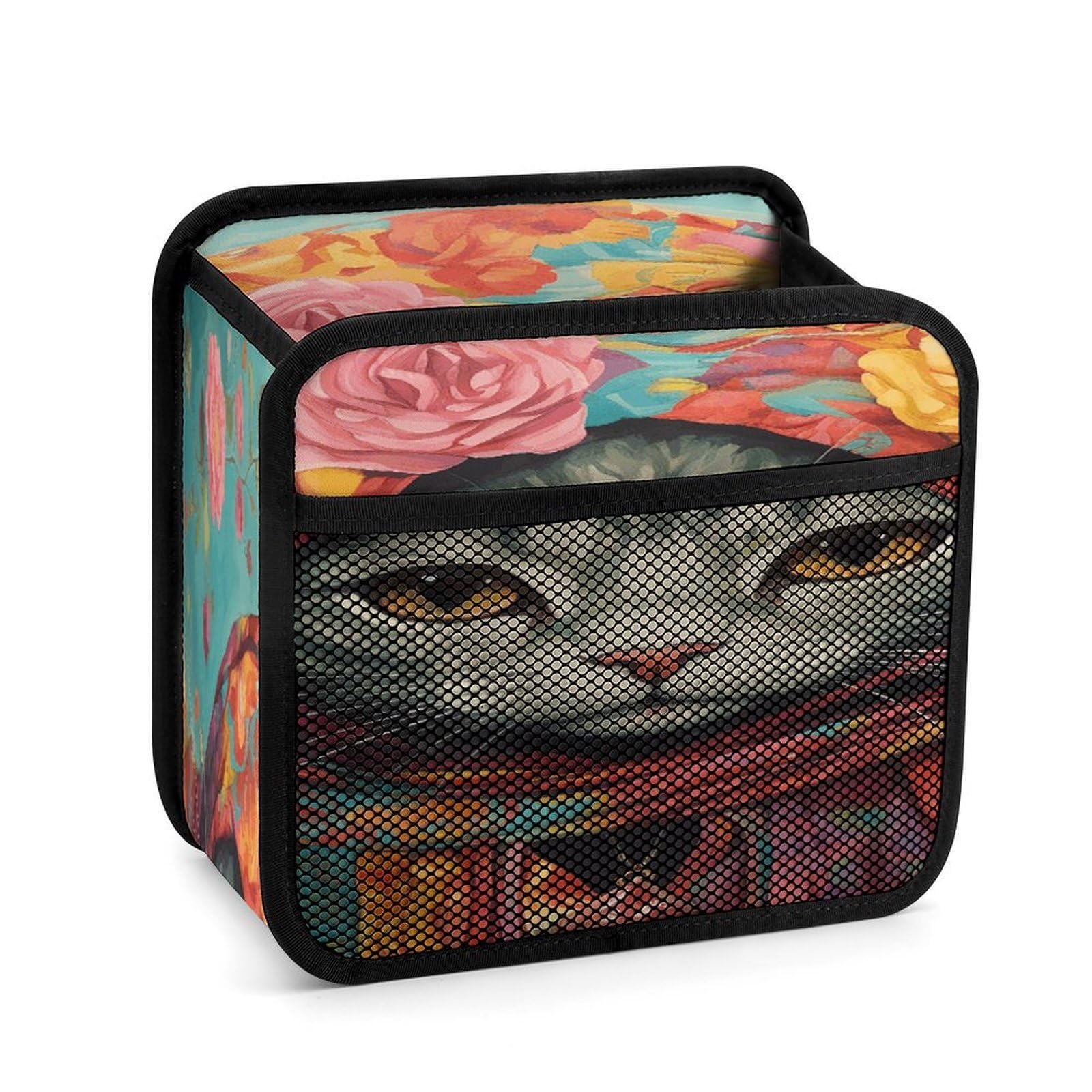 Btcowzrv Style Hand Drawn Cat Car Seat Back Organizer, Pu Leather Hanging Backseat Car Organizer With Elastic Mesh Pocket, Storage Bag For Most Vehicles