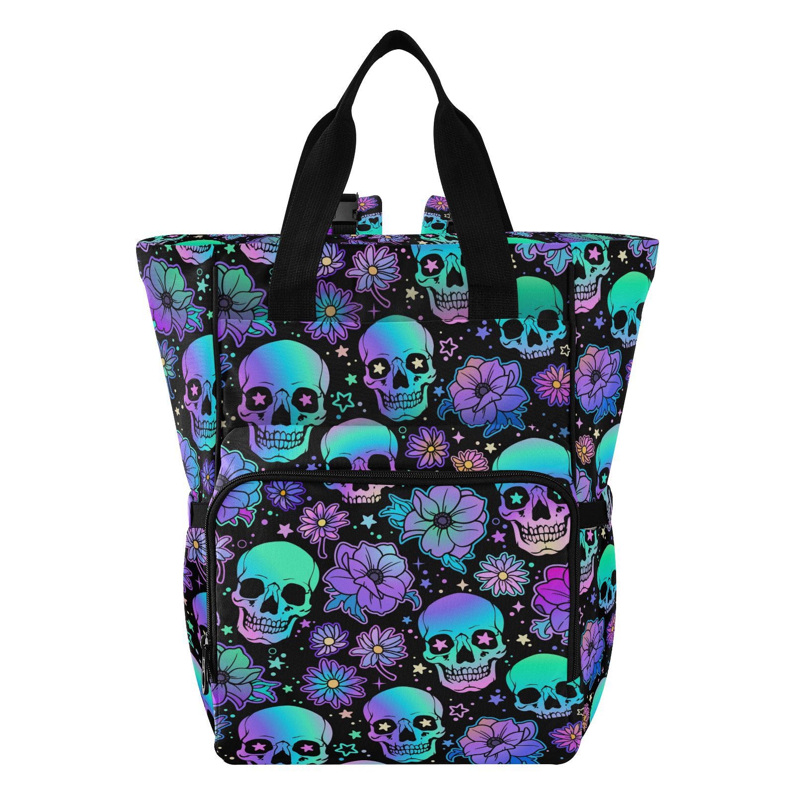 MNSRUU Diaper Bag Funny Skulls Diaper Bag Backpack Multifunction Travel Diaper Bag Tote Large Capacity Diaper Changing Backpacks for Moms Dads