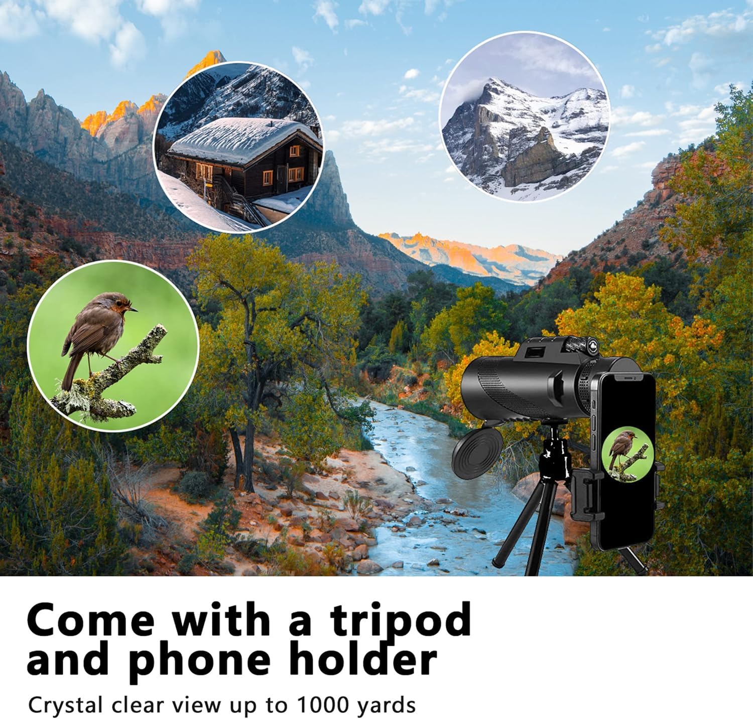 Monokular-Teleskop 80x100 High Power Monokular High Definition für Erwachsene High Powered mit Smartphone Adapter Teleskop Vogelbeobachtung Reisen Camping Wandern