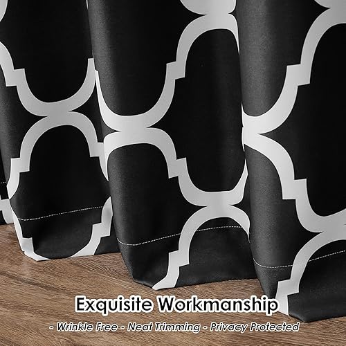 Miniatura 9 de Melodieux - Cortinas opacas estilo marroquí con aislamiento térmico y ojales para oscurecer sala de estar, 2 paneles.