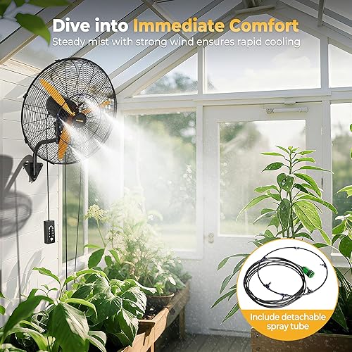 Miniatura 4 de Ventilador oscilante de montaje en pared de 24 pulgadas, control remoto con cable extra largo de 3.9 pies y cable de alimentación de 9.8 pies,