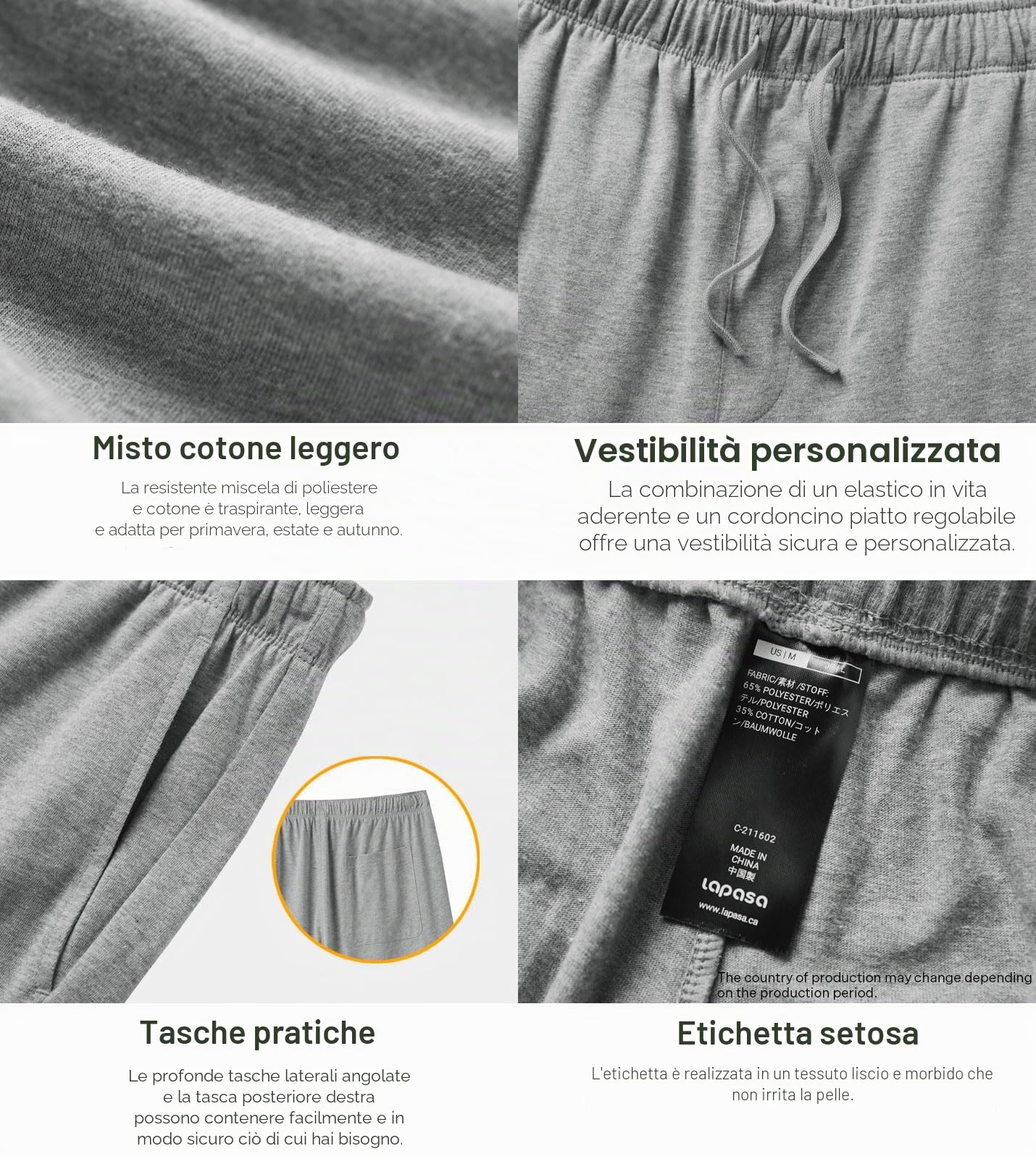 LAPASA Pacco da 2 Pantaloncini Pigiama Uomo Policotone Leggero Stile e Taglie Americane Tuta Abbigliamento da Notte M93