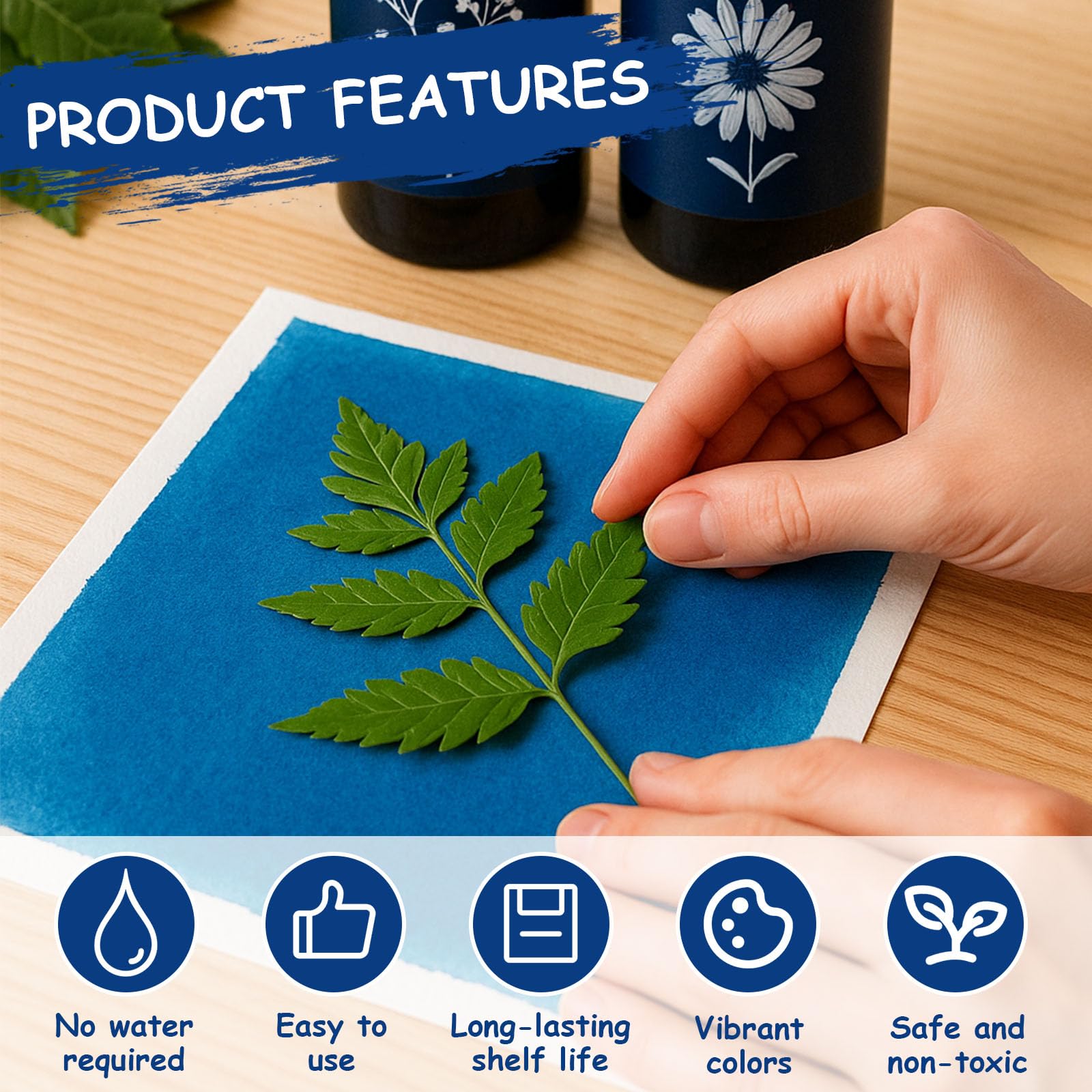 Cyanotype Kit, Cyanotype Chemicals Sensitizer Set adatto per la stampa su tessuto, modelli di carta e legno, ecc., Soluzione di stampa solare, set sensibilizzante per principianti e artisti