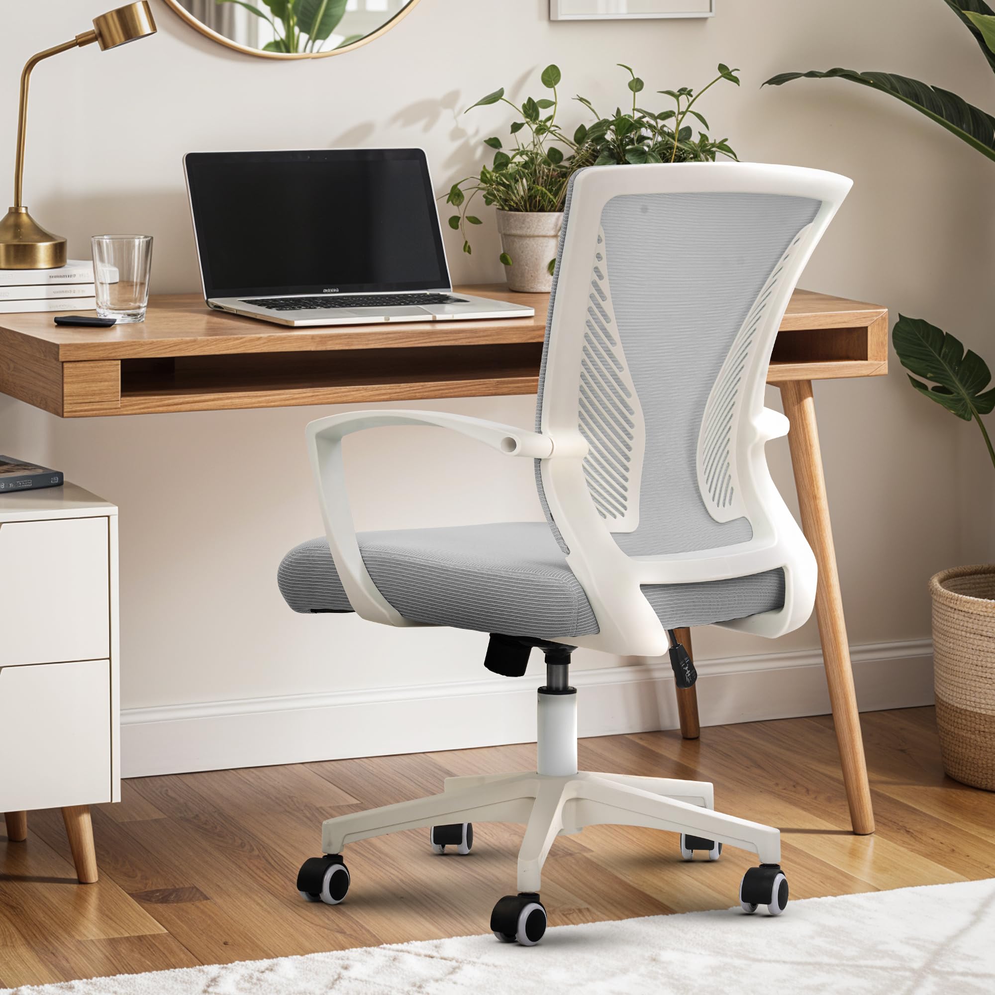DROGO Premium Ergonomic Office Chair for Work from Home, High Back Computer Chair with Breathable Mesh, Adjustable Seat, Rocking & Winged Back | Mesh Chair for Office (Fixed Armrest, White/Grey) (B0DFQ67J2P) Amazon Price History, Amazon Price Tracker