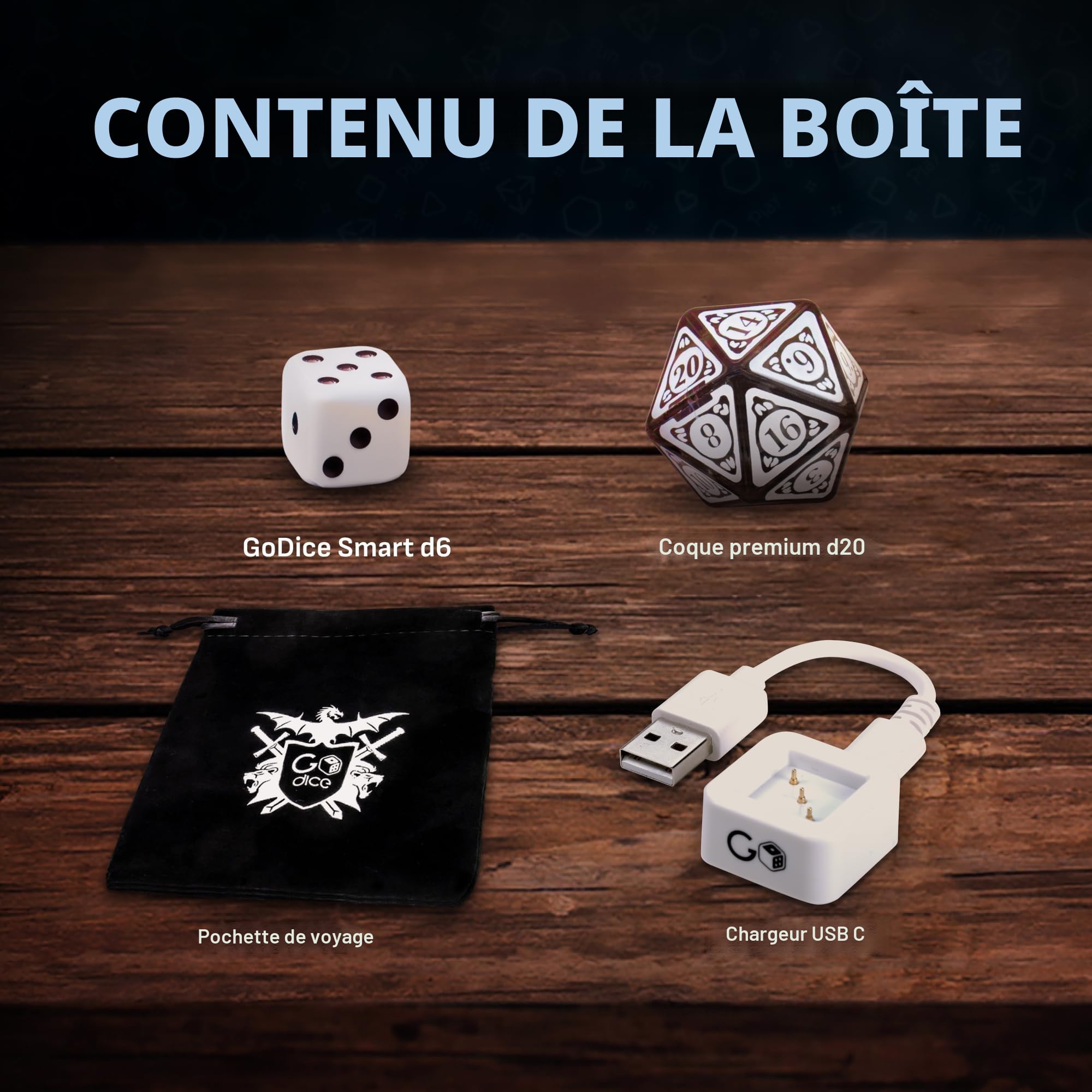 GoDice D20 Connected – La première Matrice polyédrique connectée au Monde pour Jouer au RPG en Ligne. Se connecte aux Plateformes Roll20, Foundry VTT et Discord. Matrice Physique, calculs en Temps