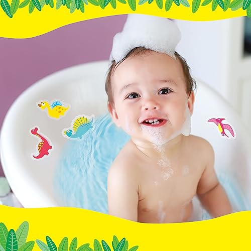 Miniatura 5 de Hebayy 30 calcomanías antideslizantes para bañera con diseño de dinosaurio, impermeables y antideslizantes para ducha y bañera con raspador premium