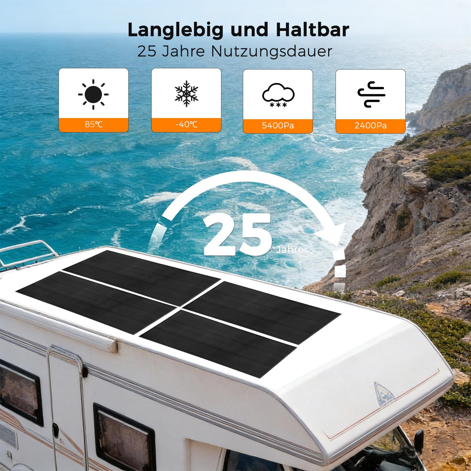 100W Solarpanel Kit Solar Set 12V, Schwarz 100 Watt Solarmodul + 20A Laderegler Solaranlage Komplettset für Wohnmobil, Boot, Wohnwagen, Dach, Balkon Pv Module