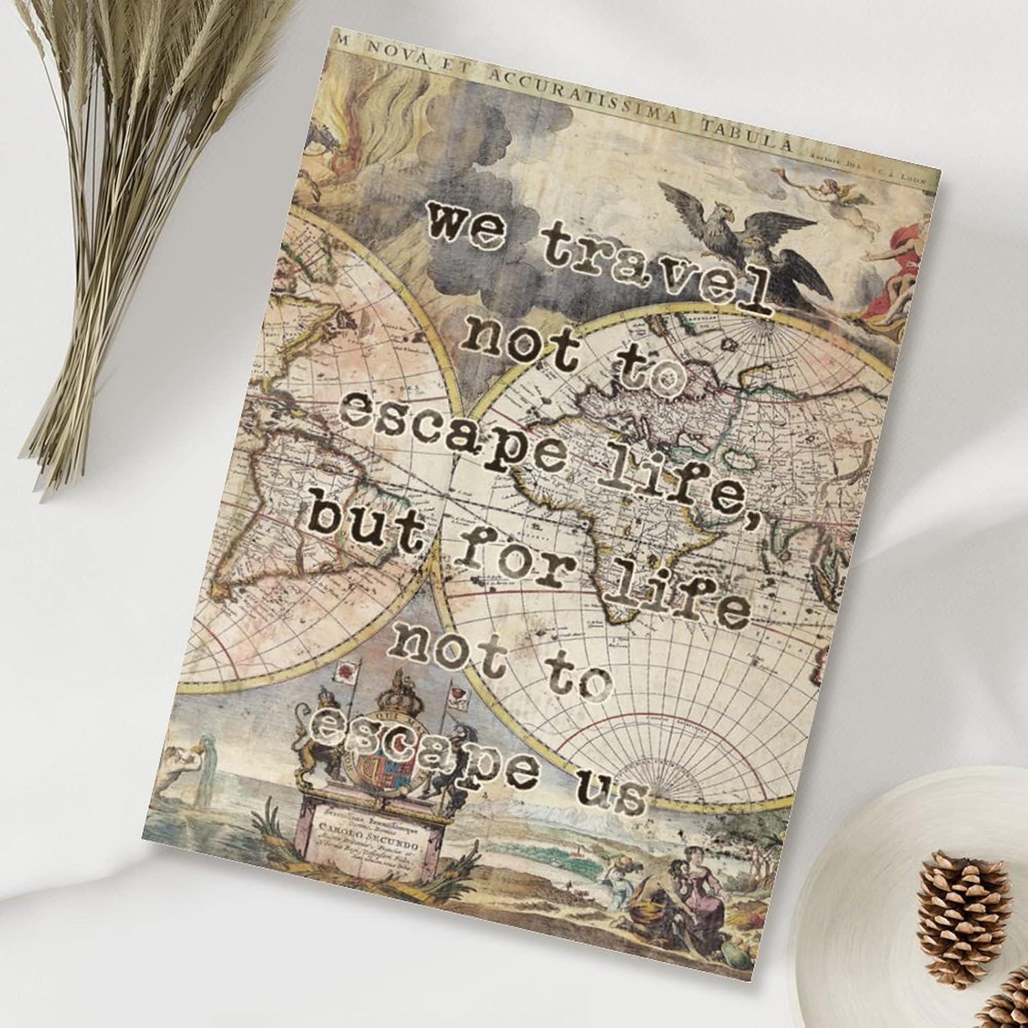 Wood Sign Polar Regions Vintage Adventure Maps Wall Decor Sign We Travel Not to Life Wood Art Plaque Rustic Farmhouse Signs Wall Decor for Living Room 18x24in
