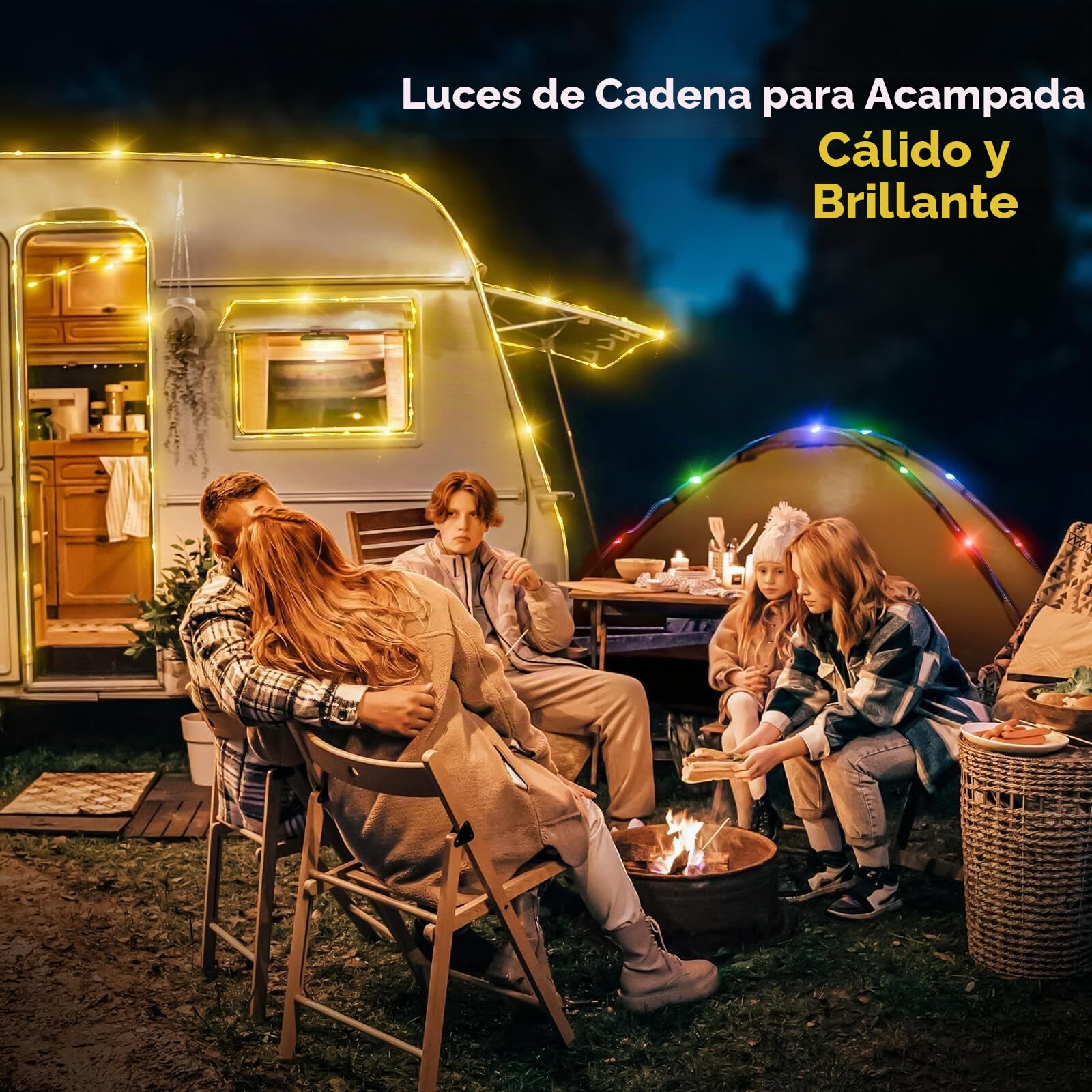 OGERY Guirnalda de luces de camping, 4 en 1, almacenamiento rápido, 32.8 pies, recargables, con 8 modos de iluminación, lámpara LED portátil impermeable para colgar al aire libre, patio, jardín