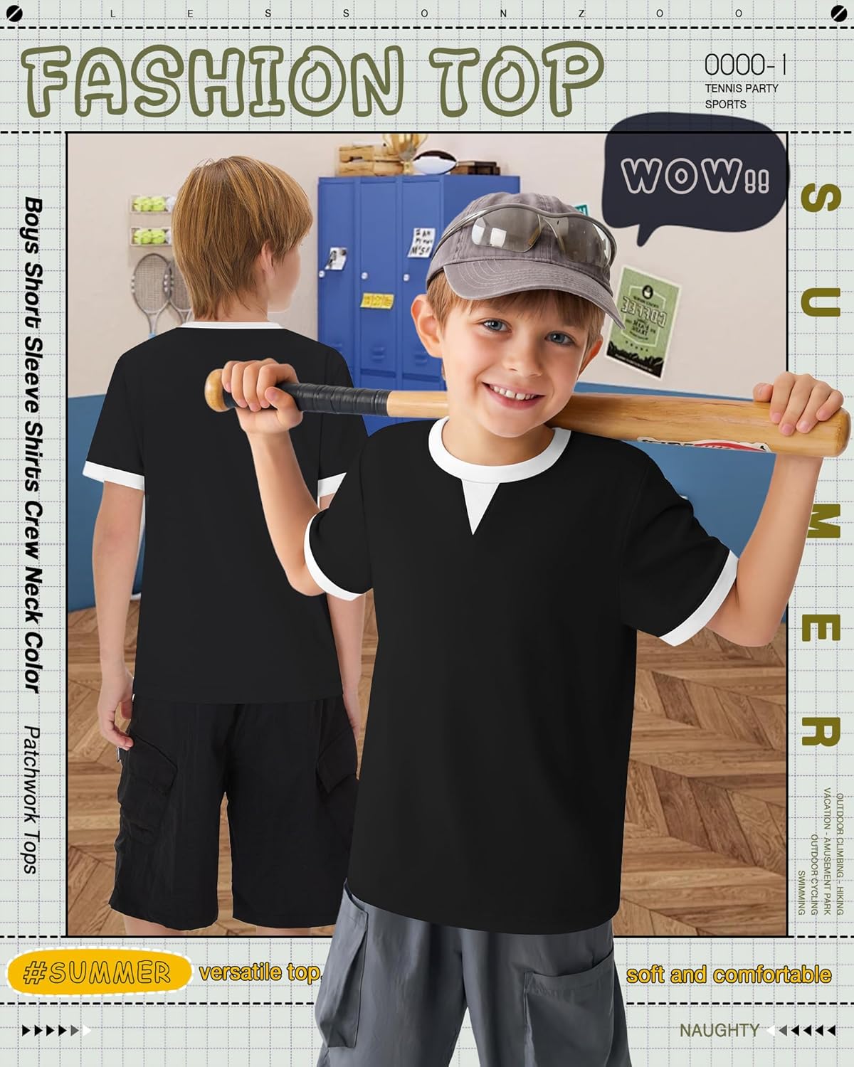 Boys Short Sleeve Shirts Color Block Baseball Kids T-Shirts Casual Geometric Tees Summer Fashion Crew Neck Tops - Image 4